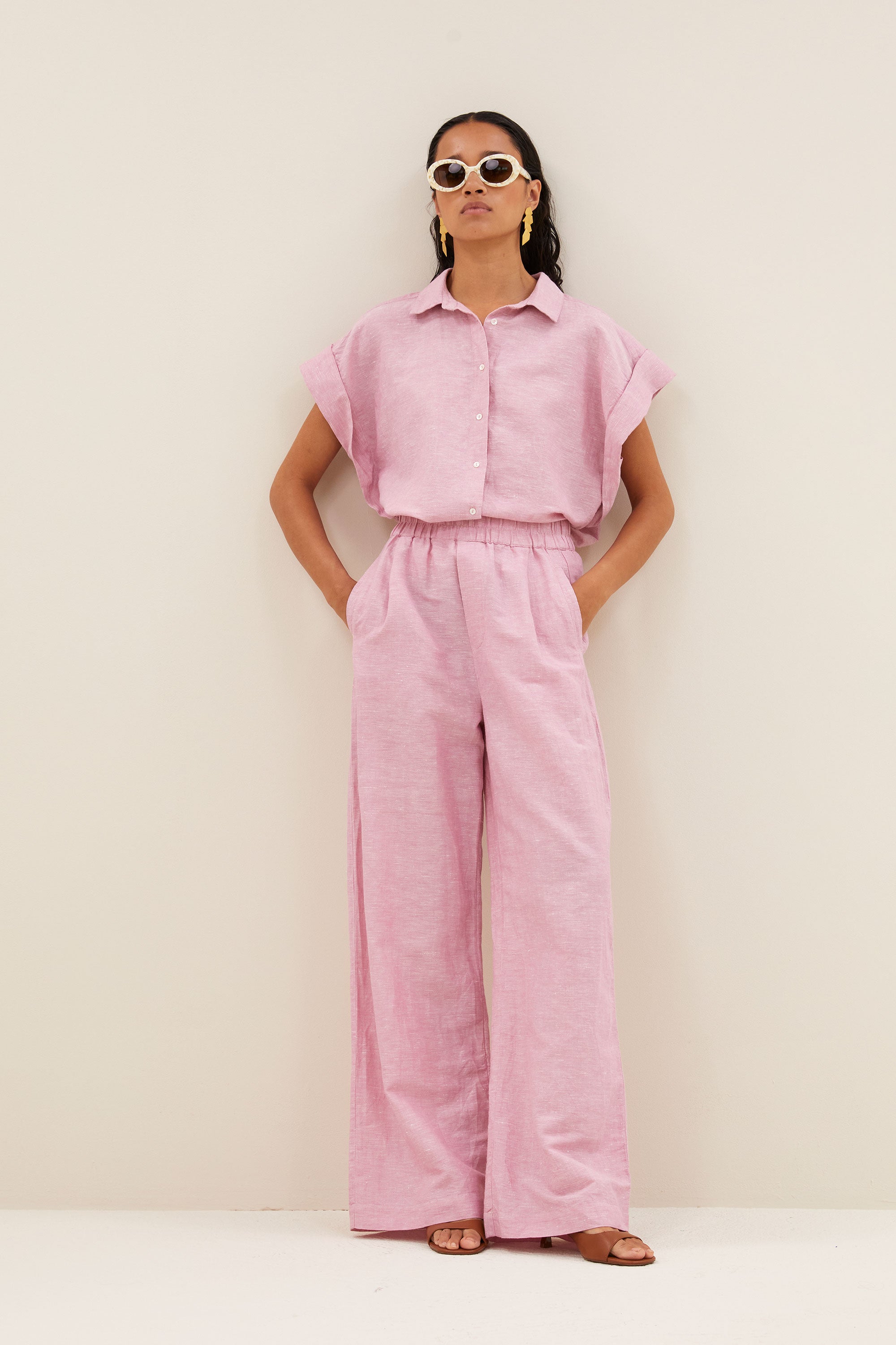 pixie linen blouse | dusty pink