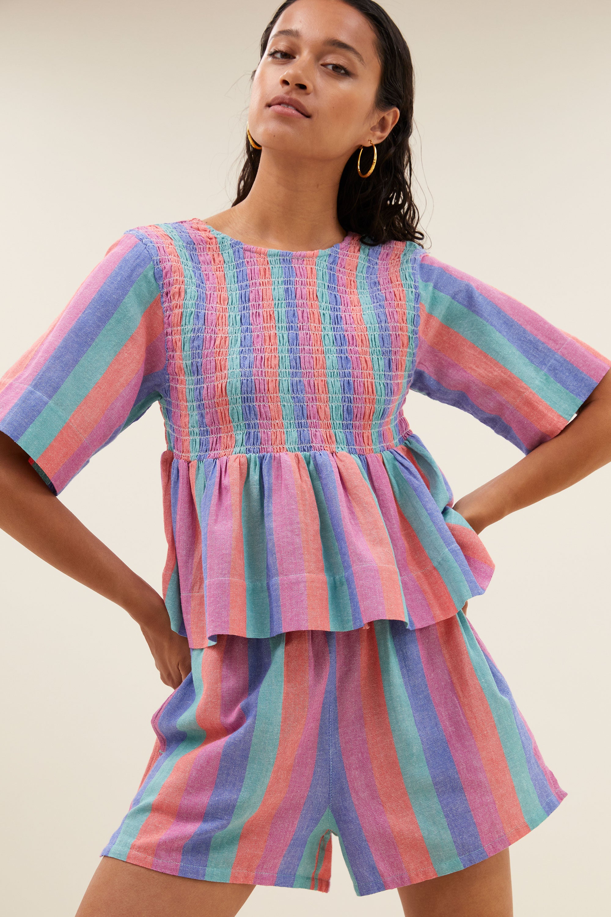 runa rainbow top | rainbow stripe