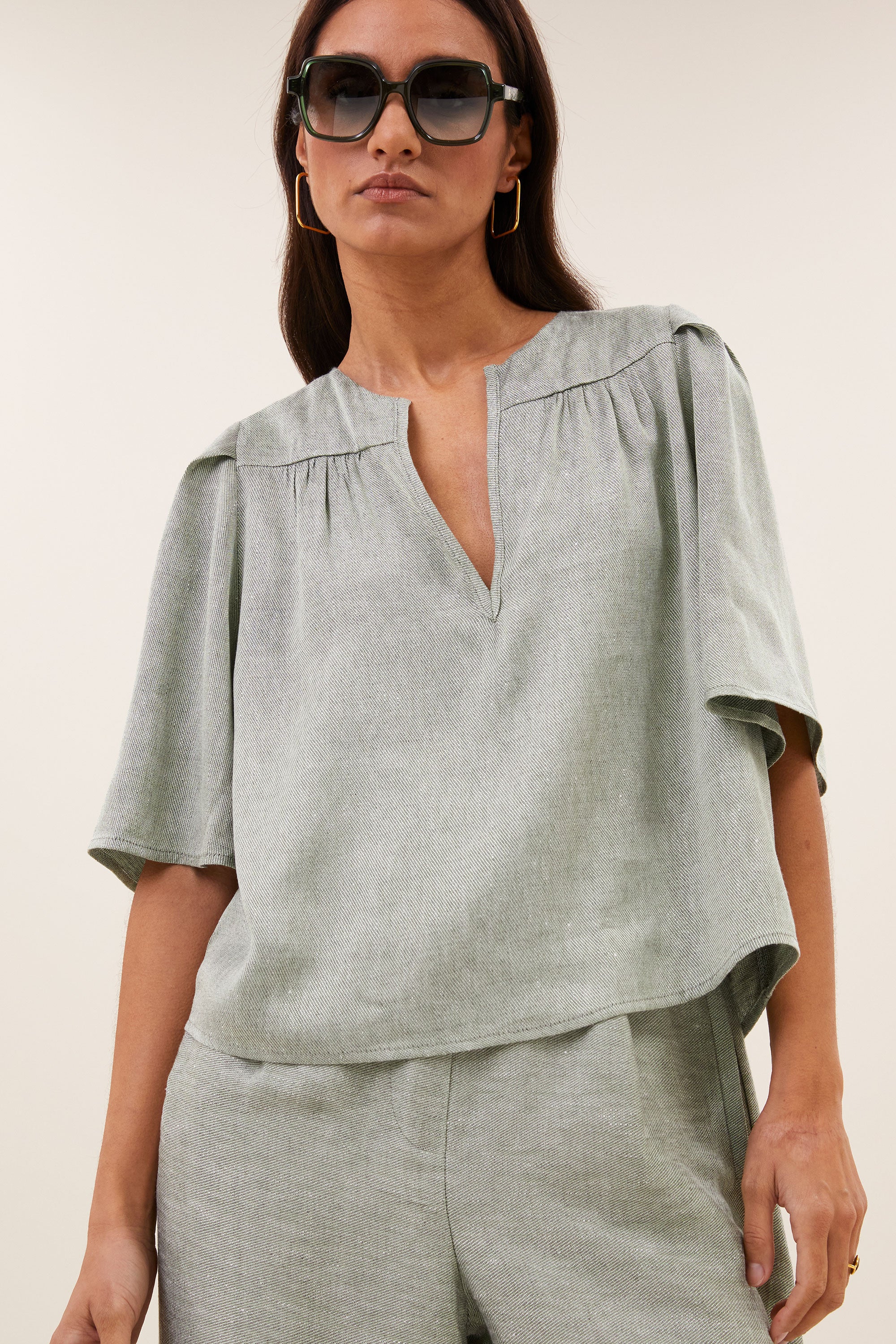 blake gloss blouse | light mint