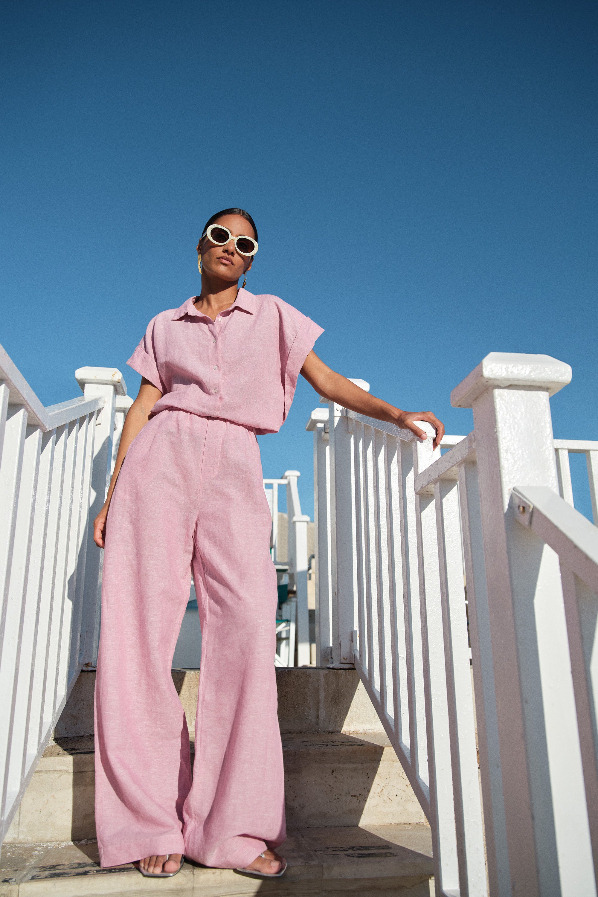 benji linen pants | dusty pink