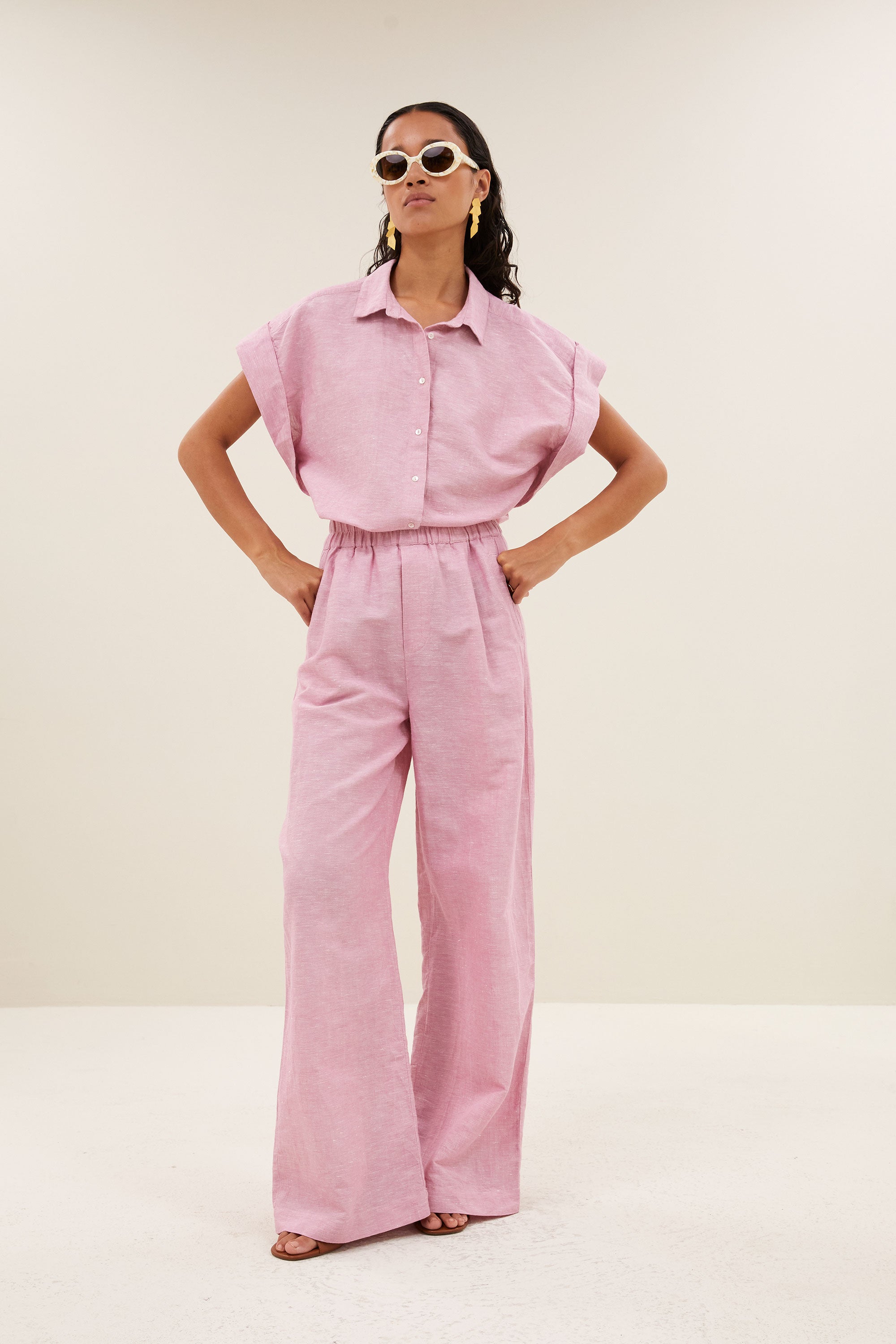 benji linen pants | dusty pink