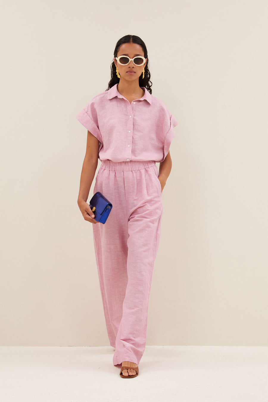 benji linen pants | dusty pink
