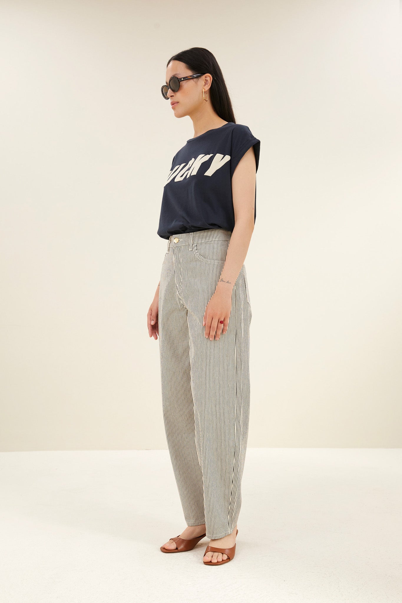 lew stripe pants | jet black stripe