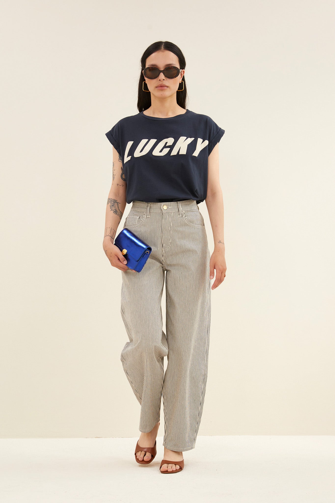 lew stripe pants | jet black stripe