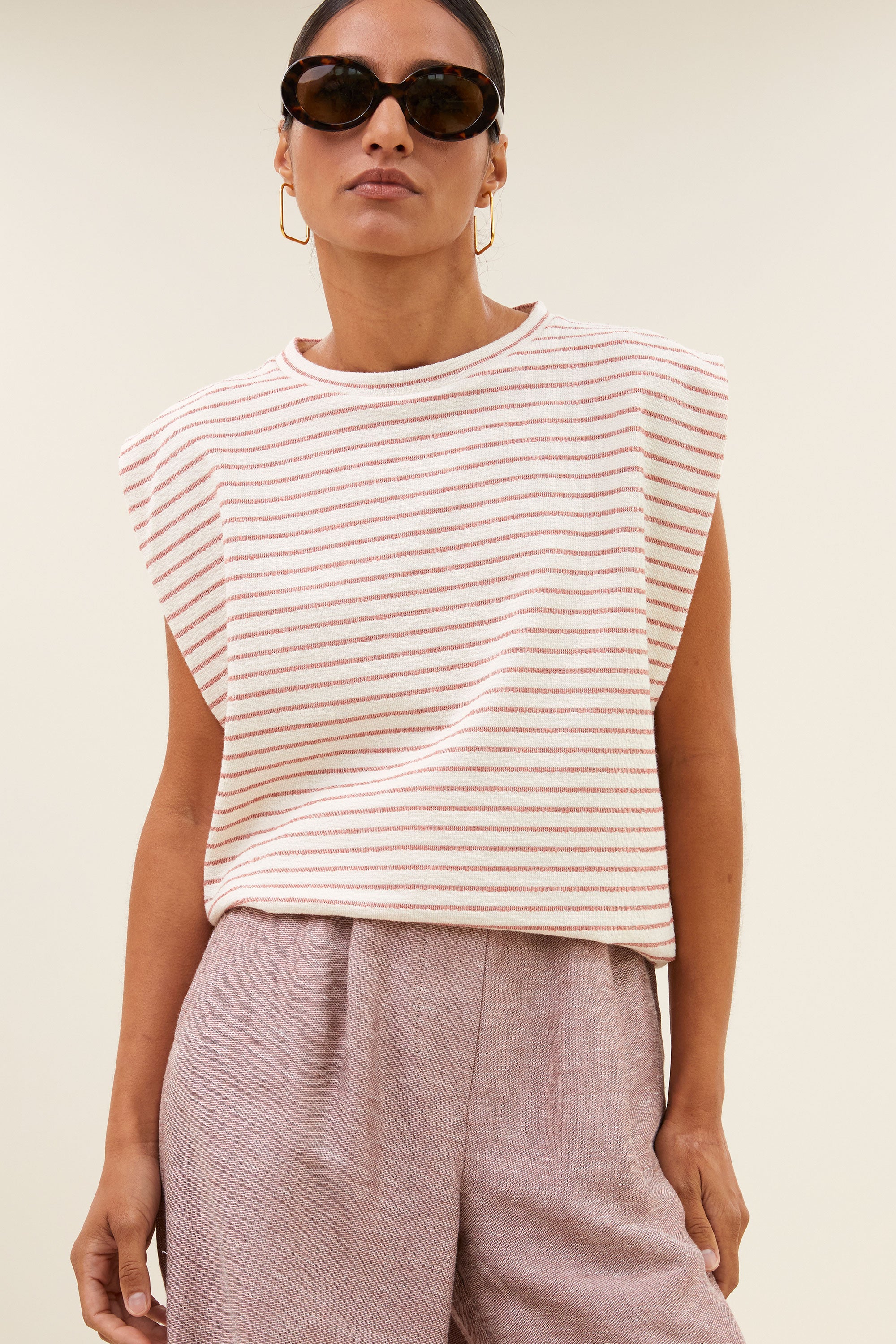 diede heavy jersey stripe top | sunset rose stripe