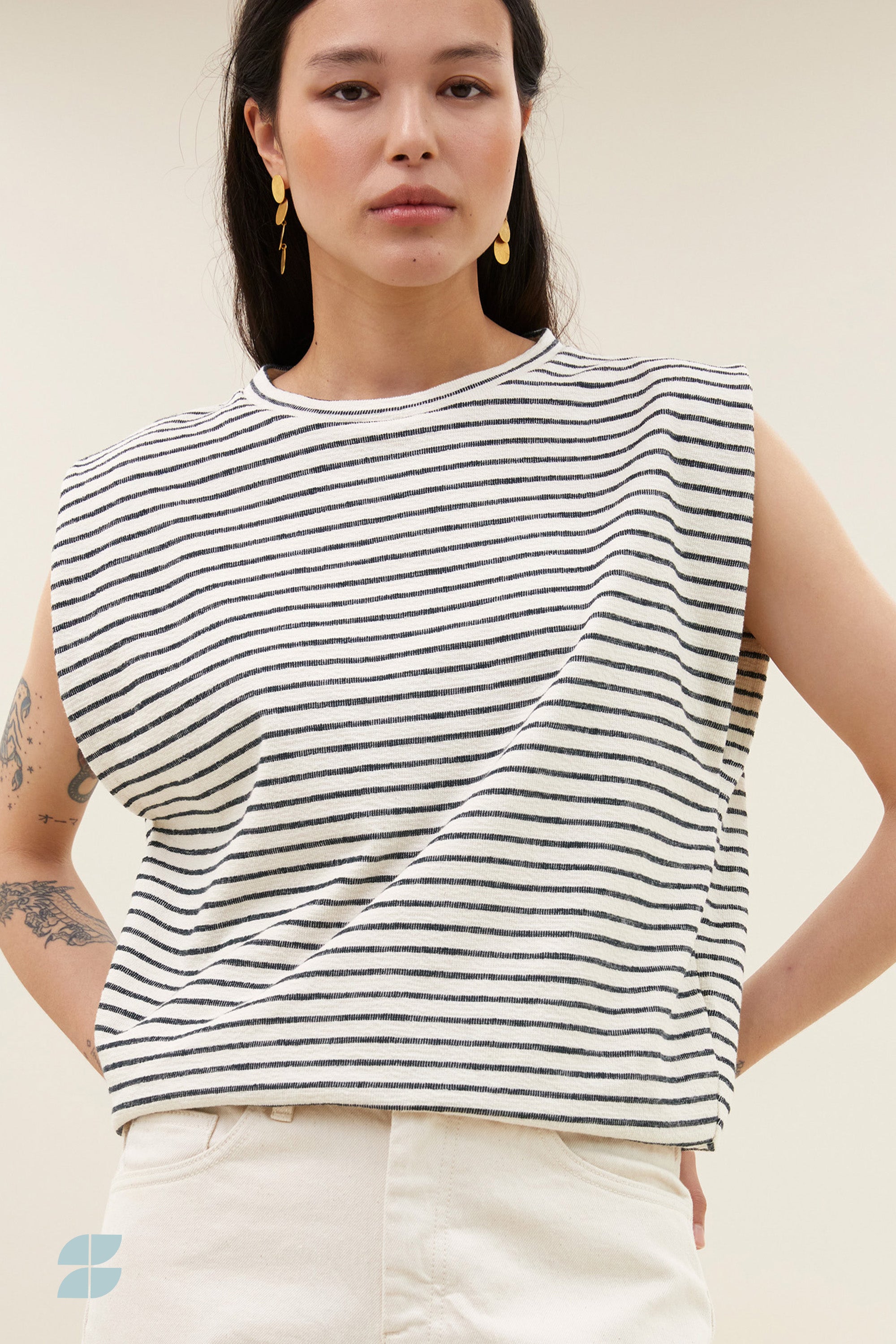 diede heavy jersey stripe top | jet black stripe