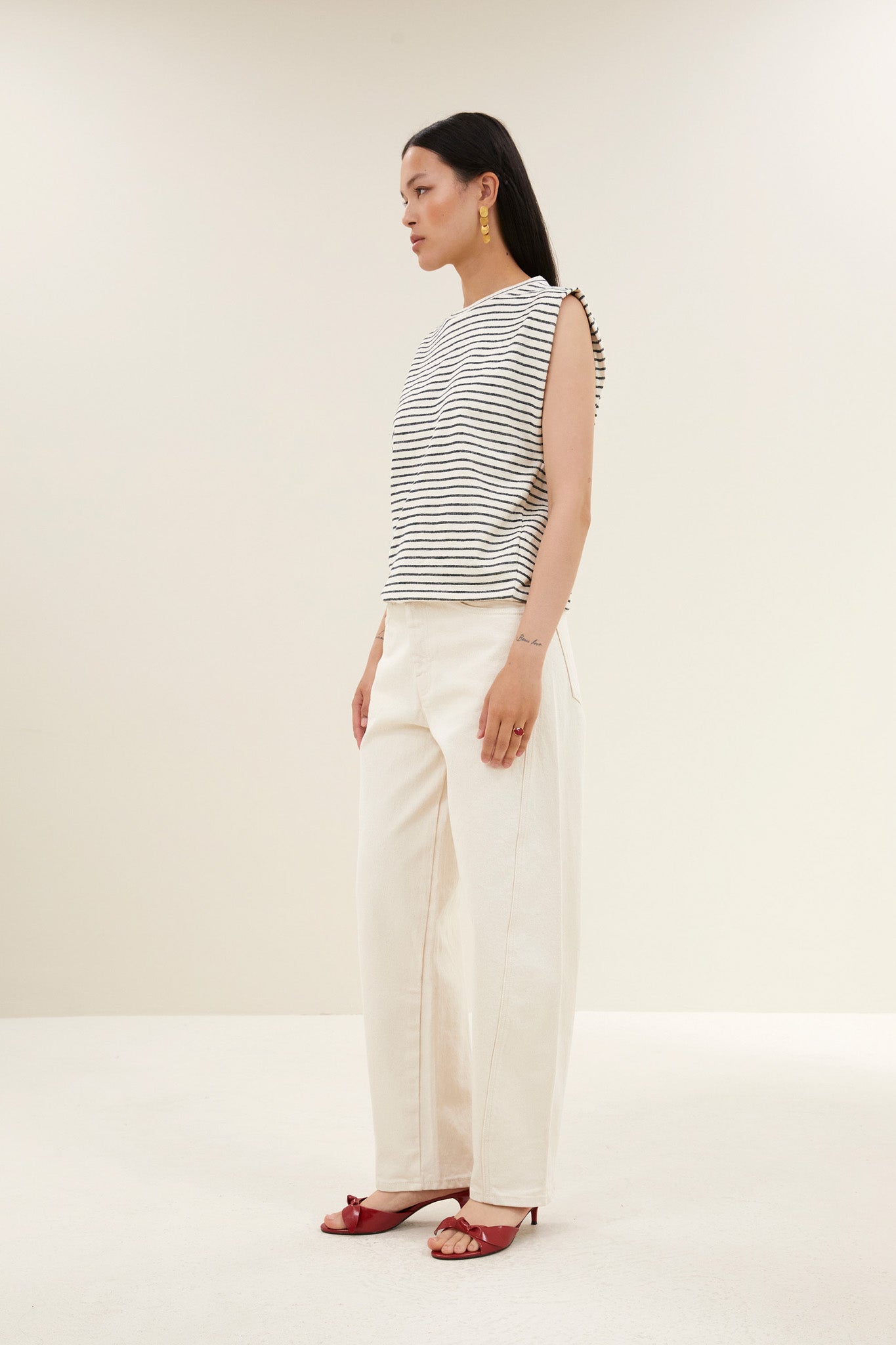 diede heavy jersey stripe top | jet black stripe