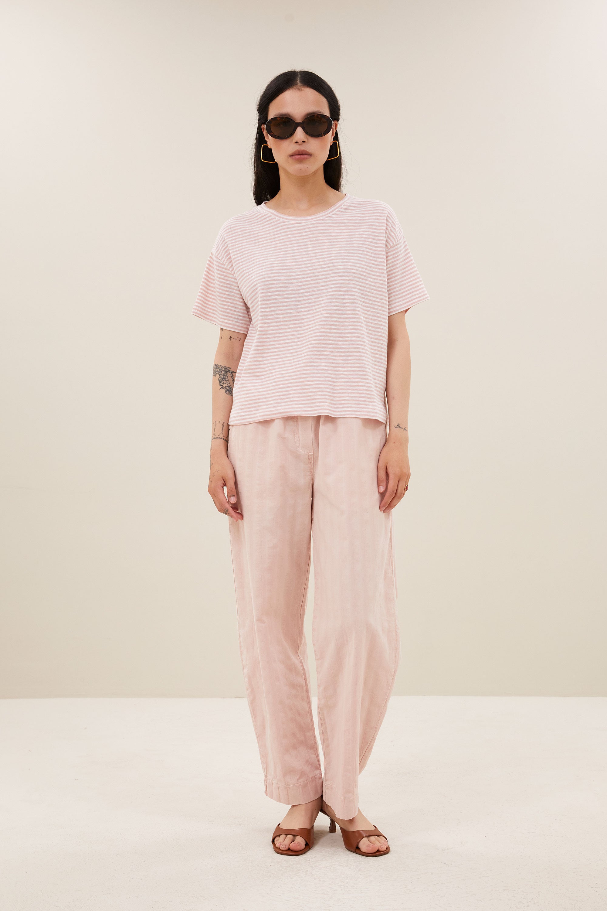 mace flame stripe top | light rose stripe