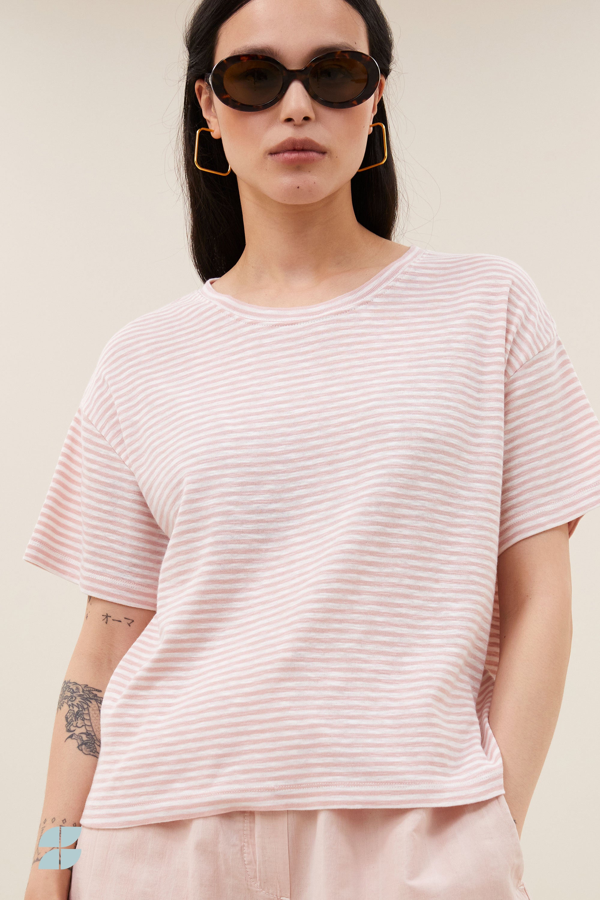 mace flame stripe top | light rose stripe