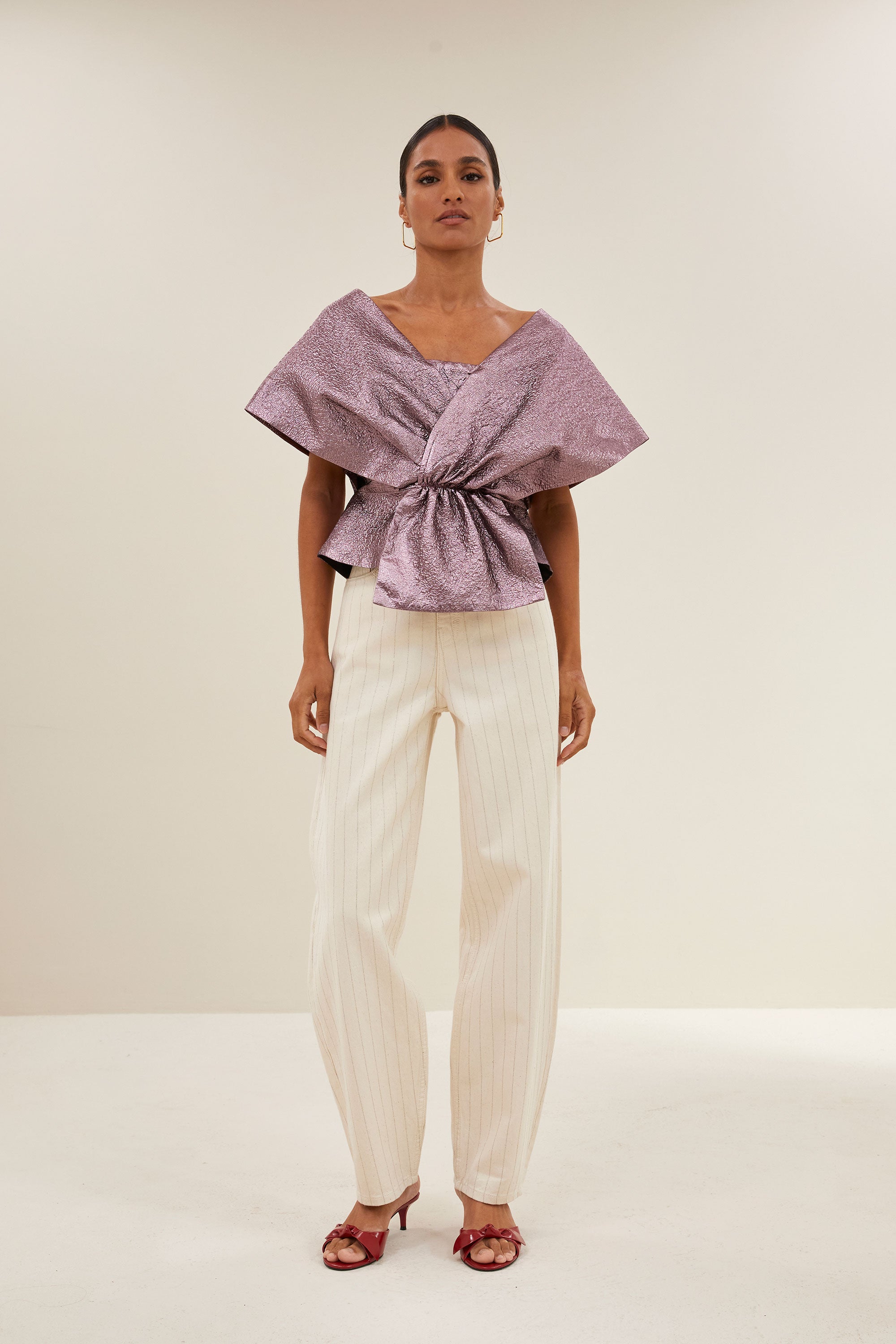 simone metallic top | dusty lilac