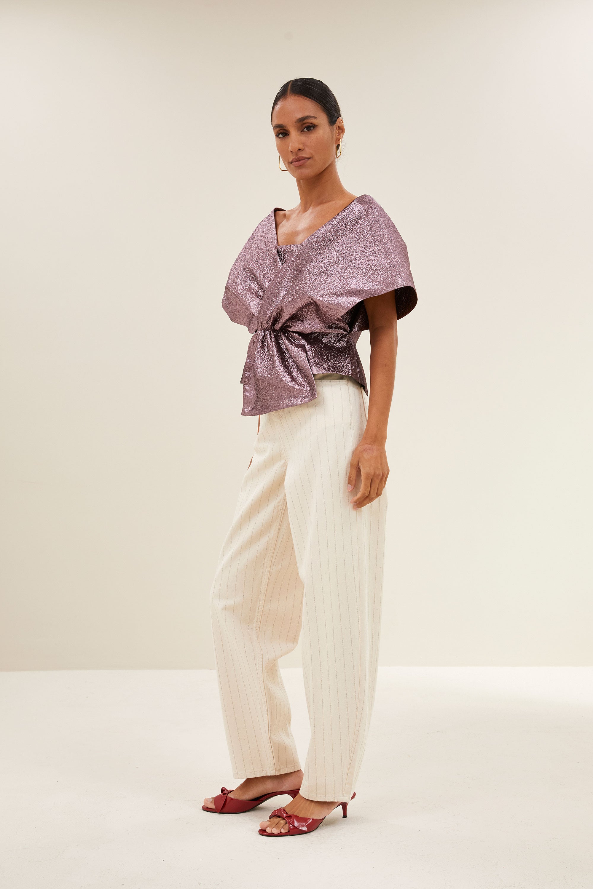 simone metallic top | dusty lilac