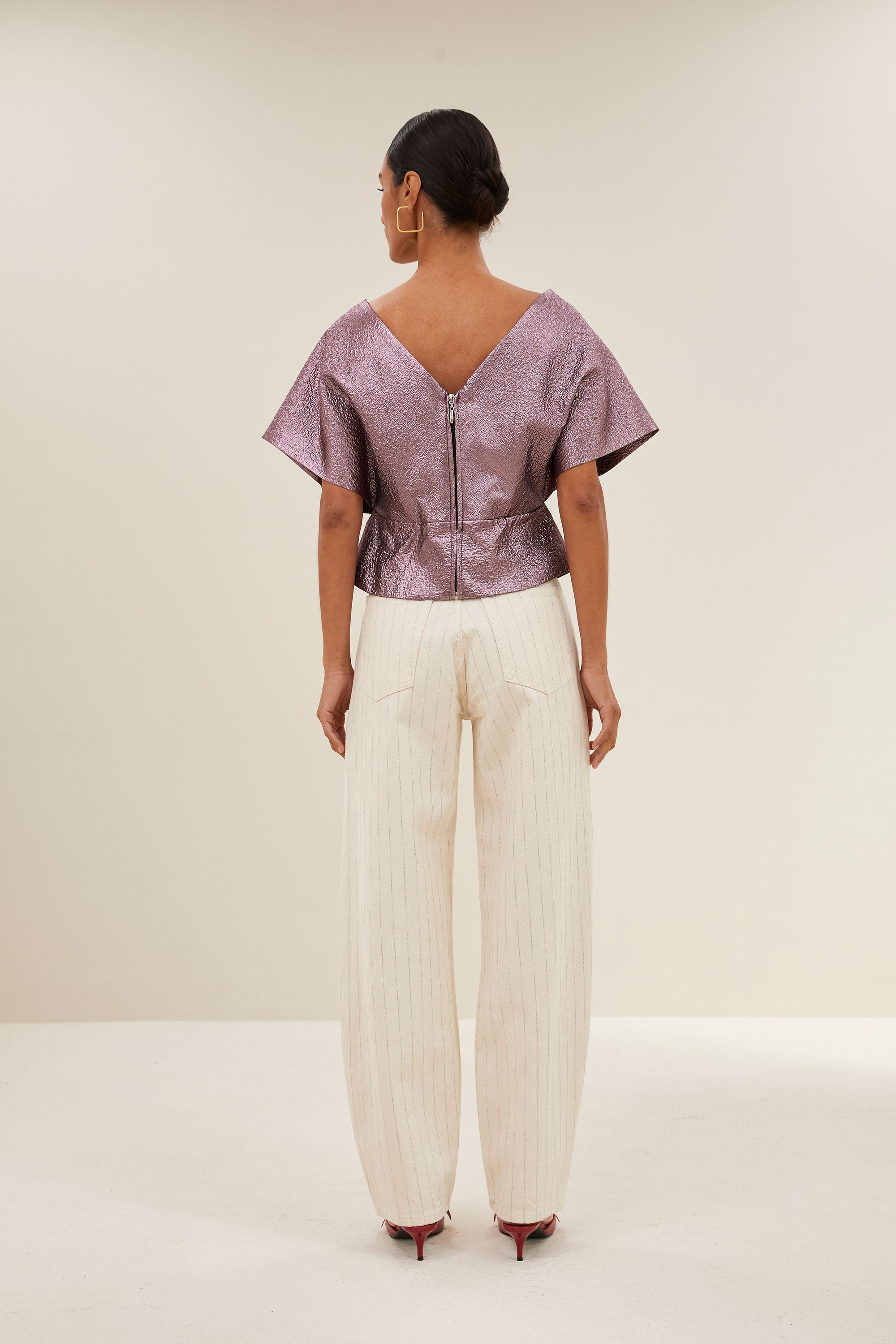 simone metallic top | dusty lilac