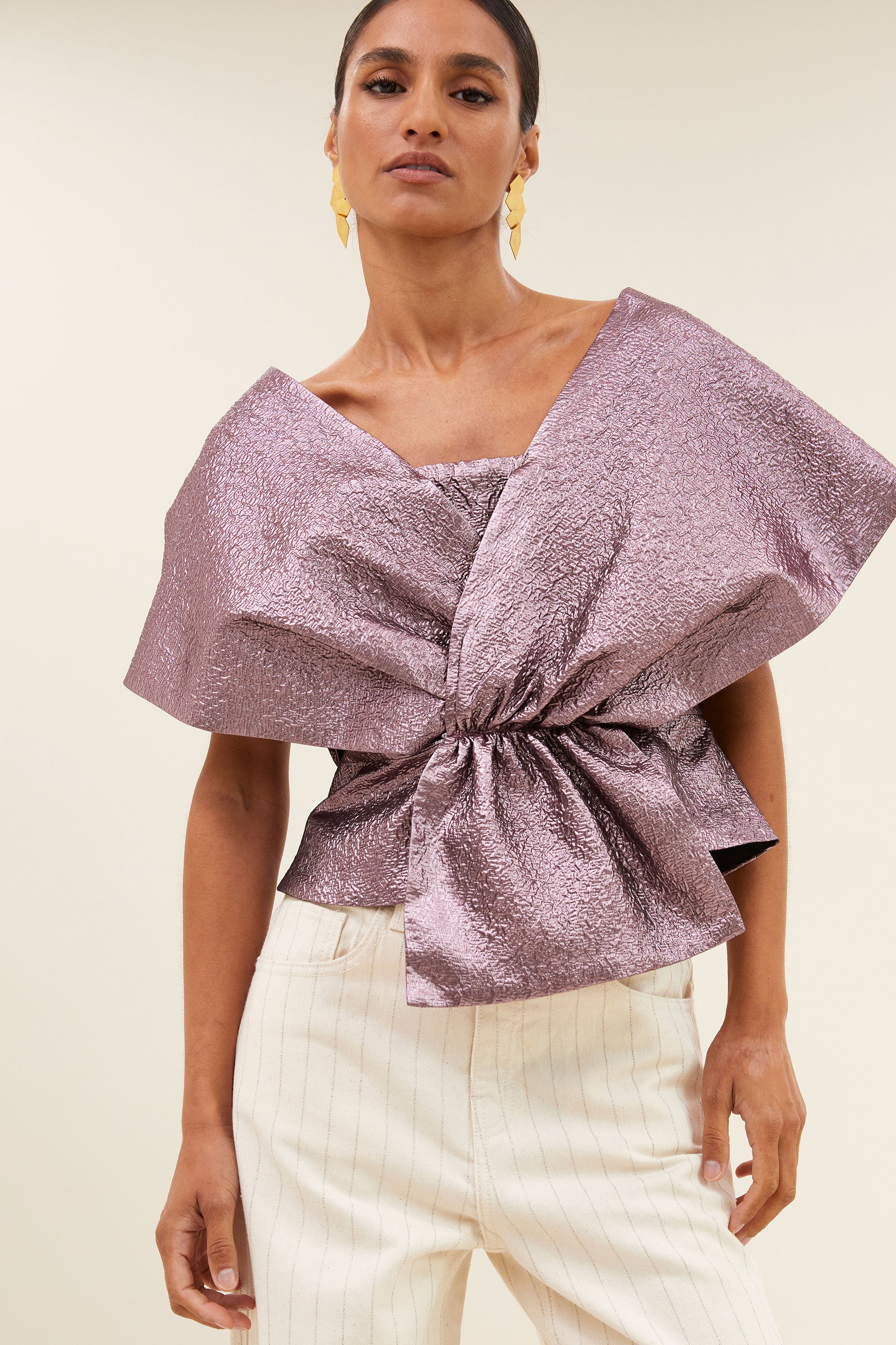 simone metallic top | dusty lilac