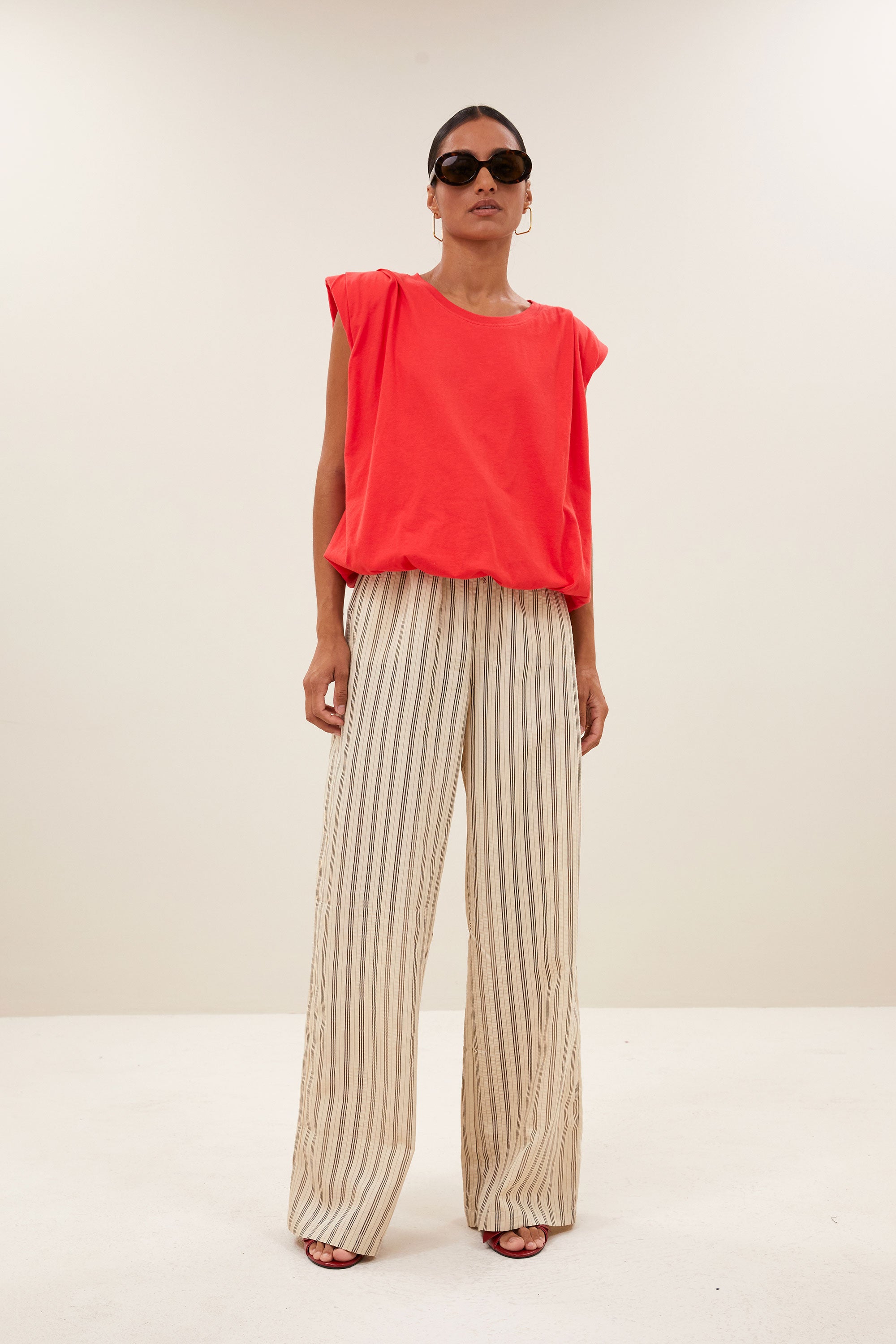 joan seer stripe pants | jet black stripe