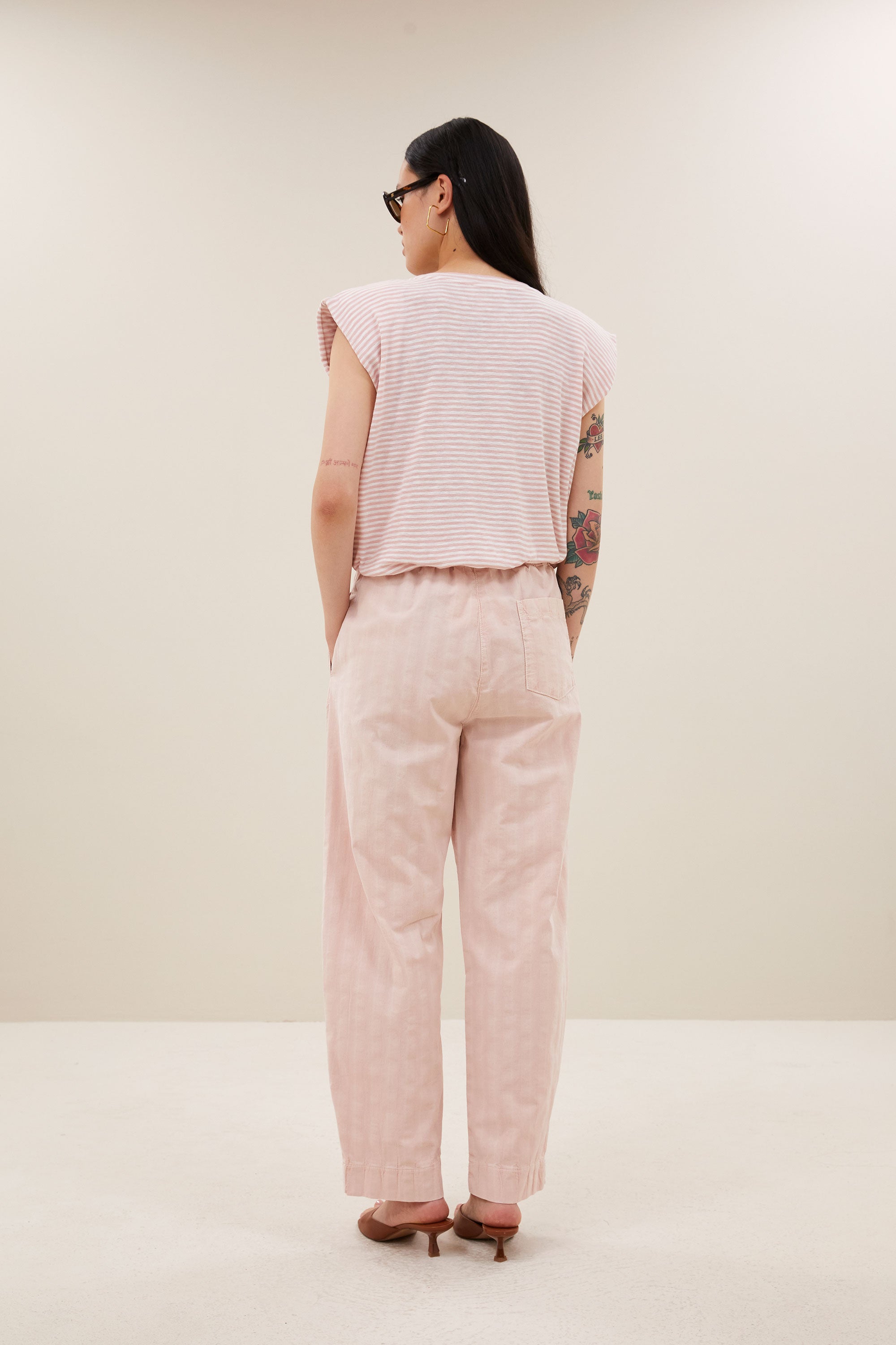 nilou flame stripe top | light rose stripe