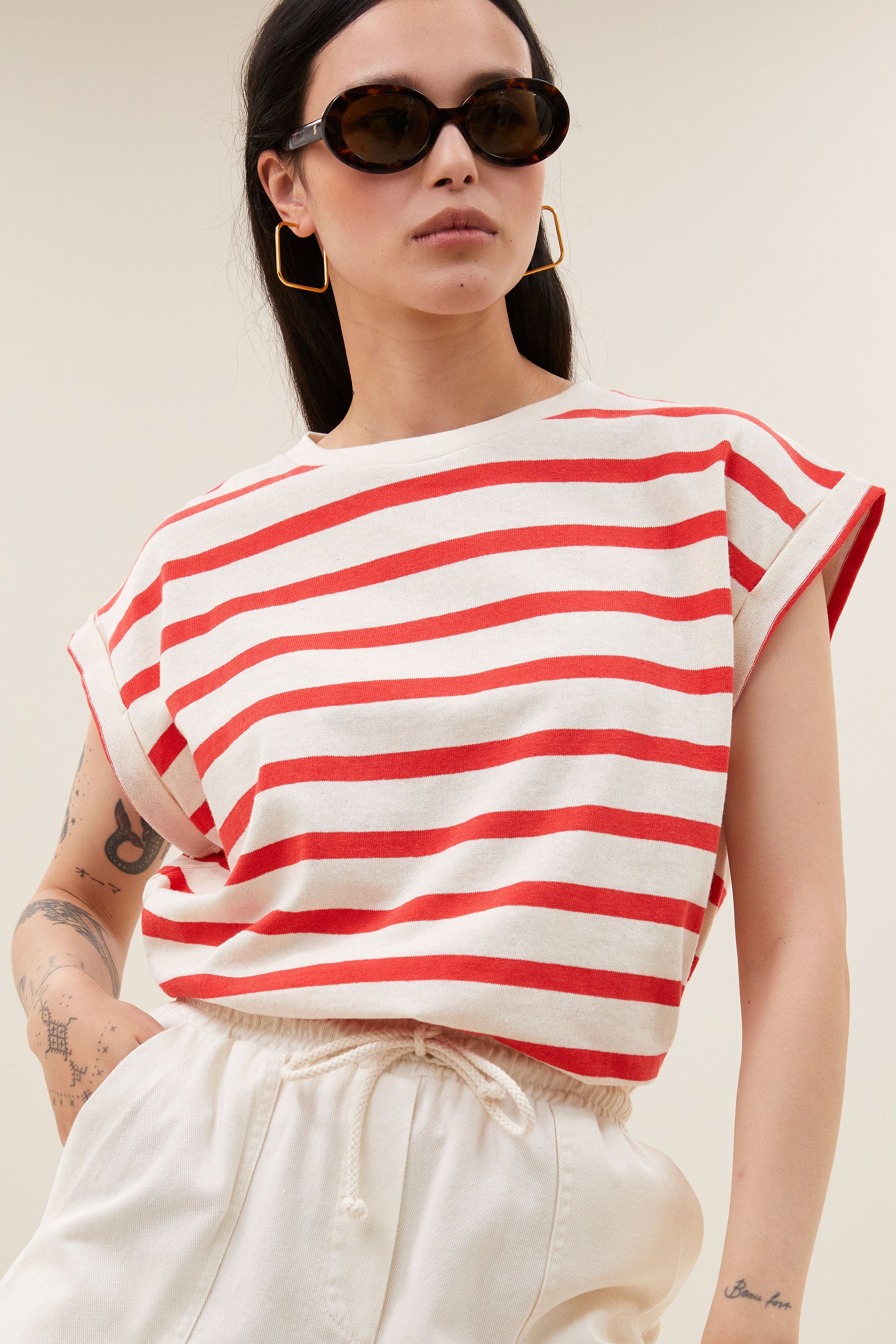 tobi stripe top | poppy red stripe