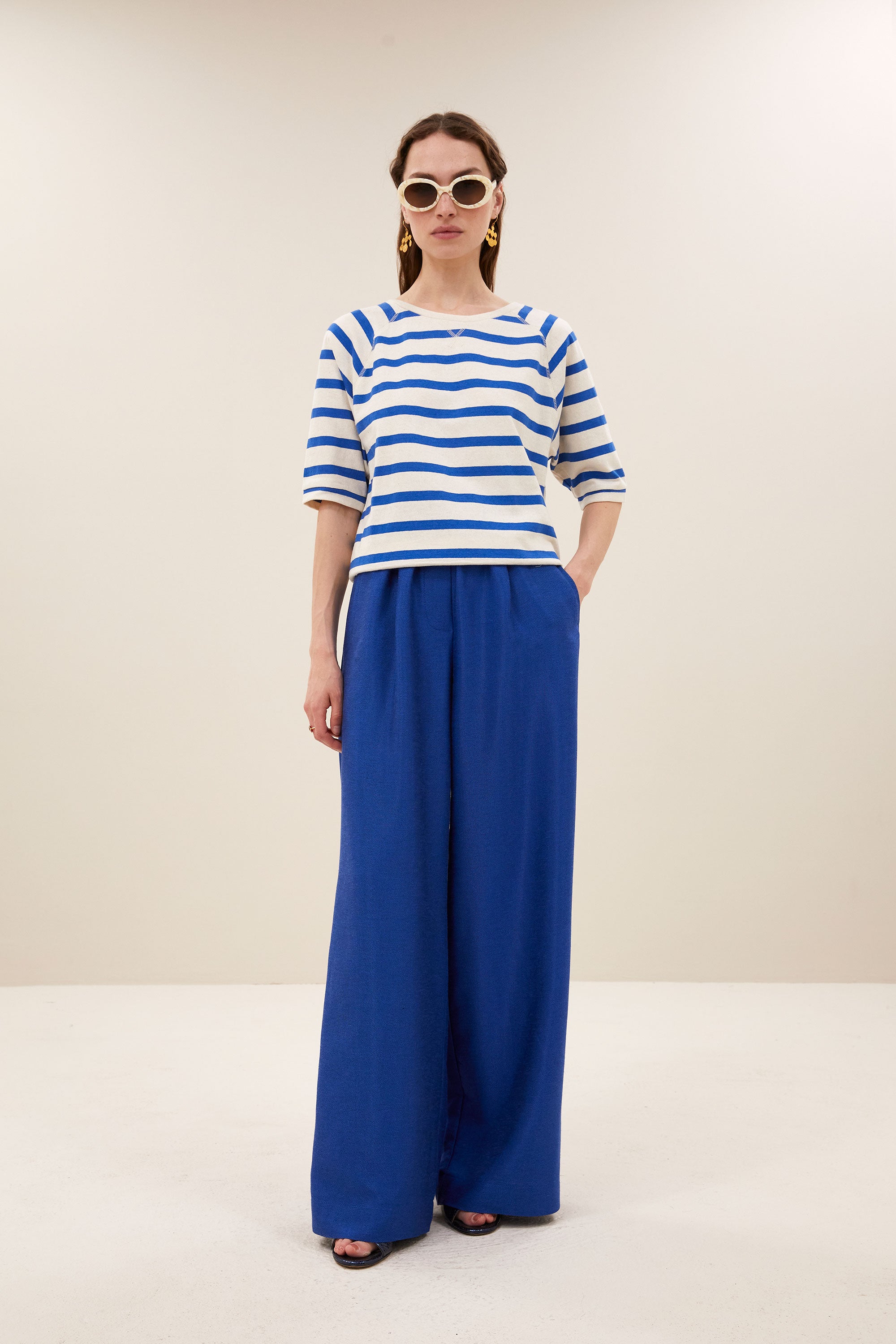 neva stripe top | azul blue stripe