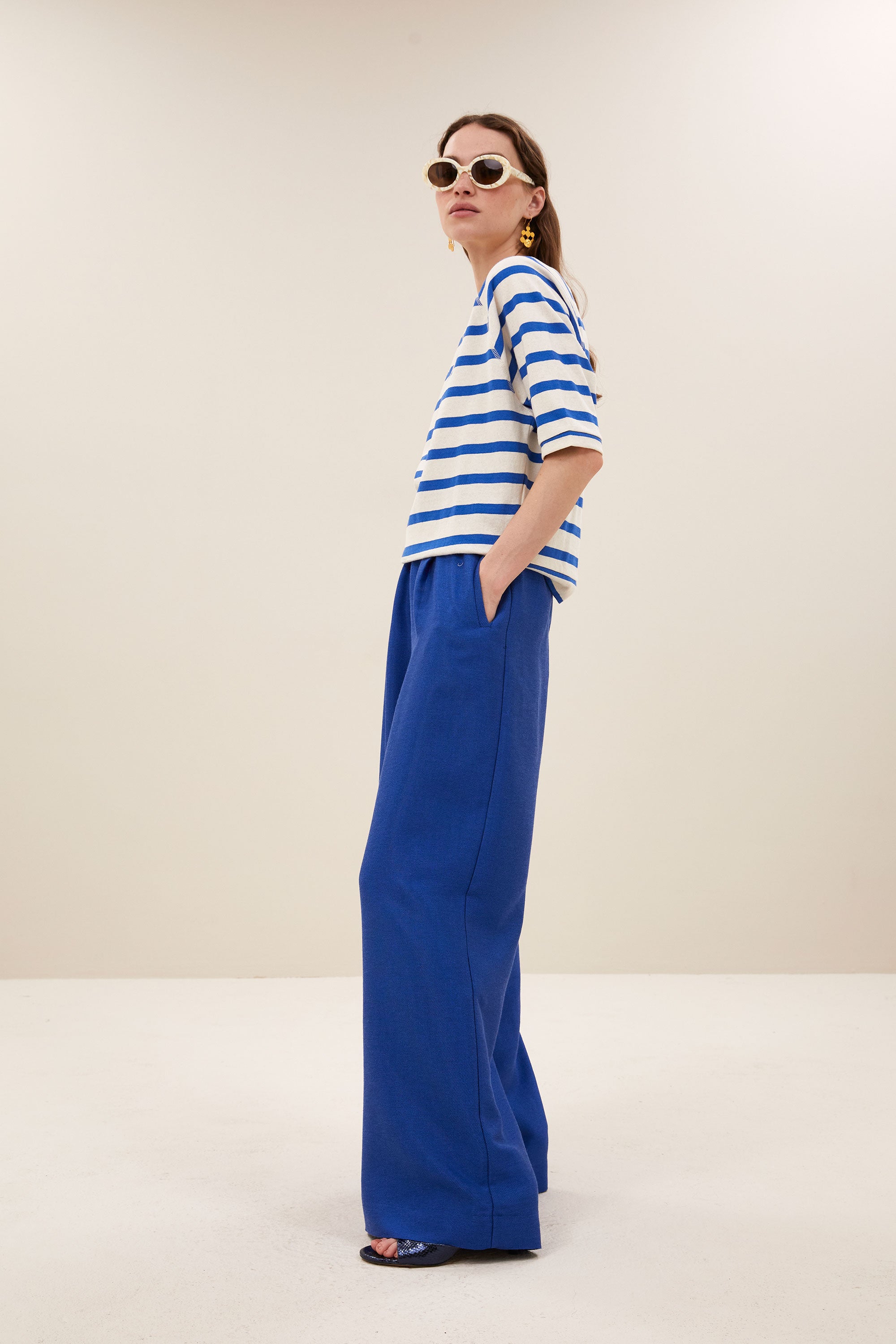 neva stripe top | azul blue stripe