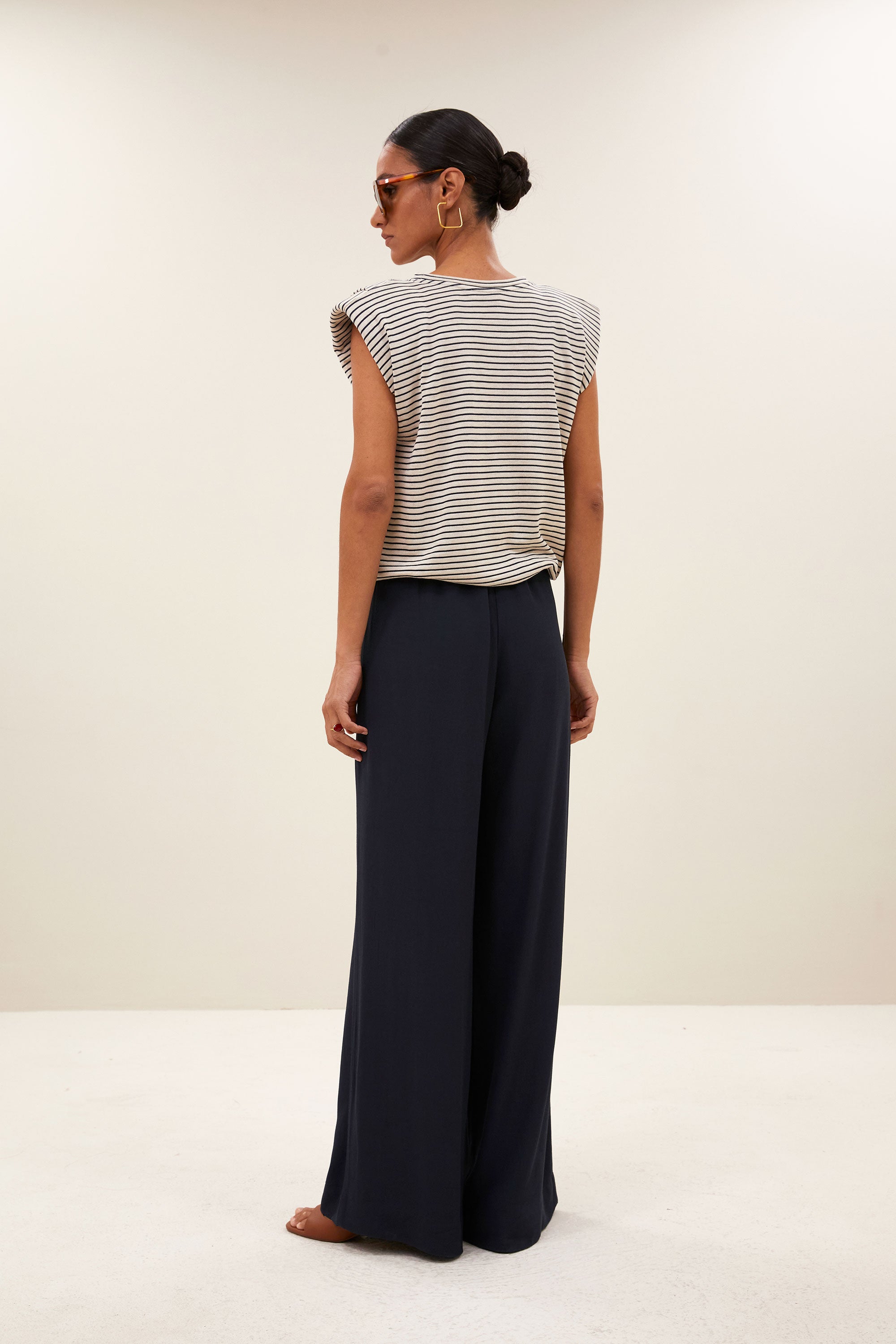 nilou small stripe top | admiral blue stripe