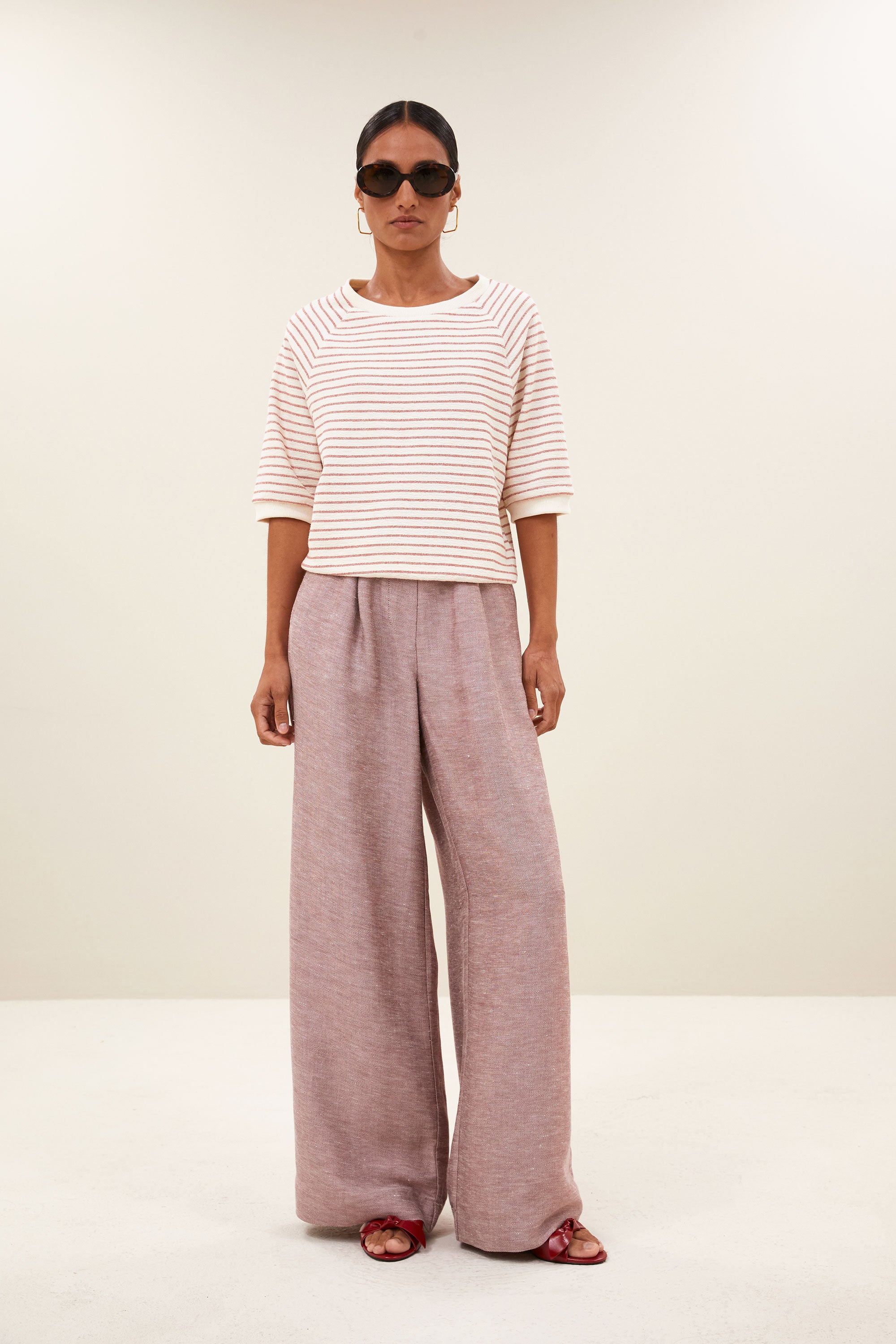 neva heavy jersey stripe top | sunset rose stripe