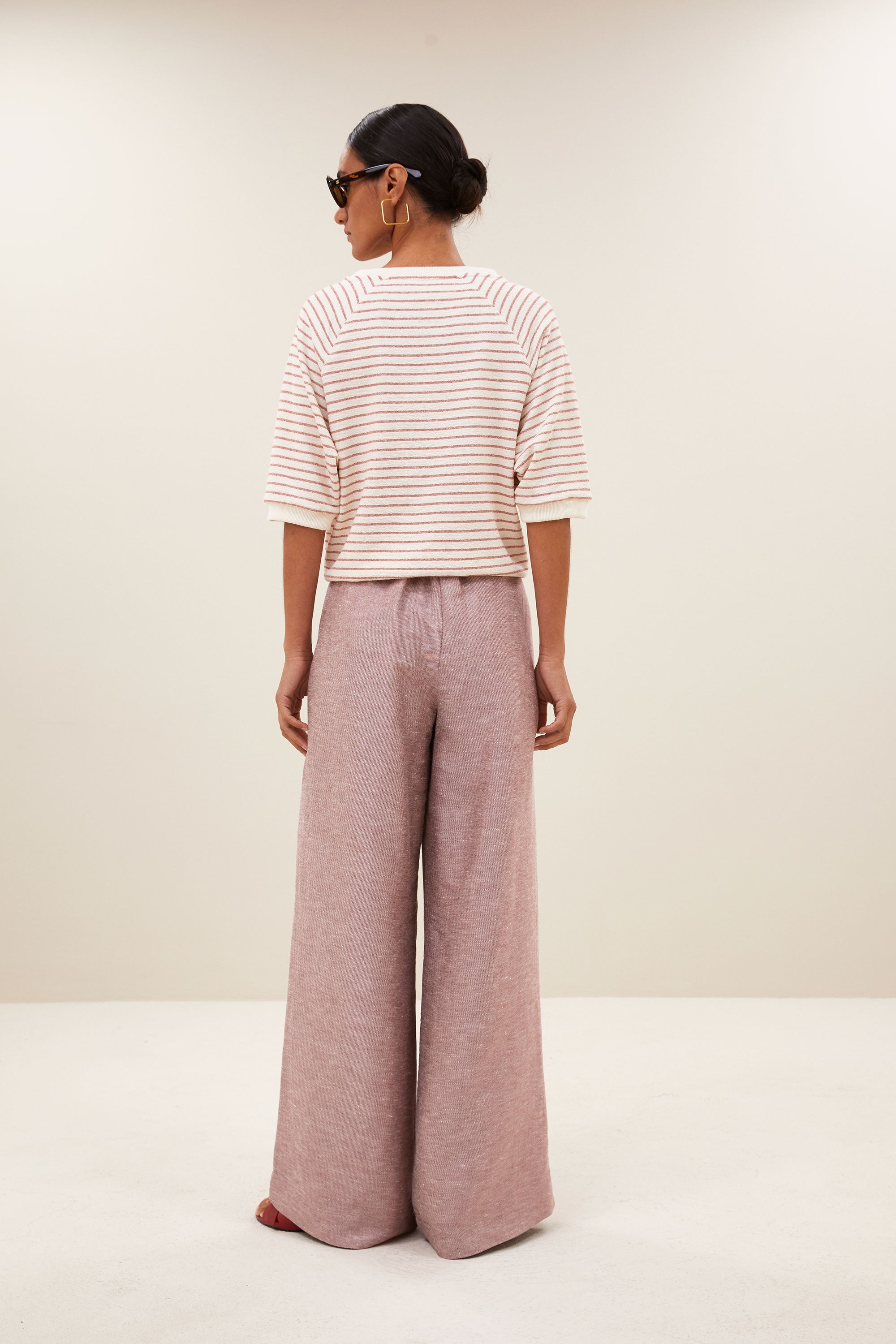 neva heavy jersey stripe top | sunset rose stripe