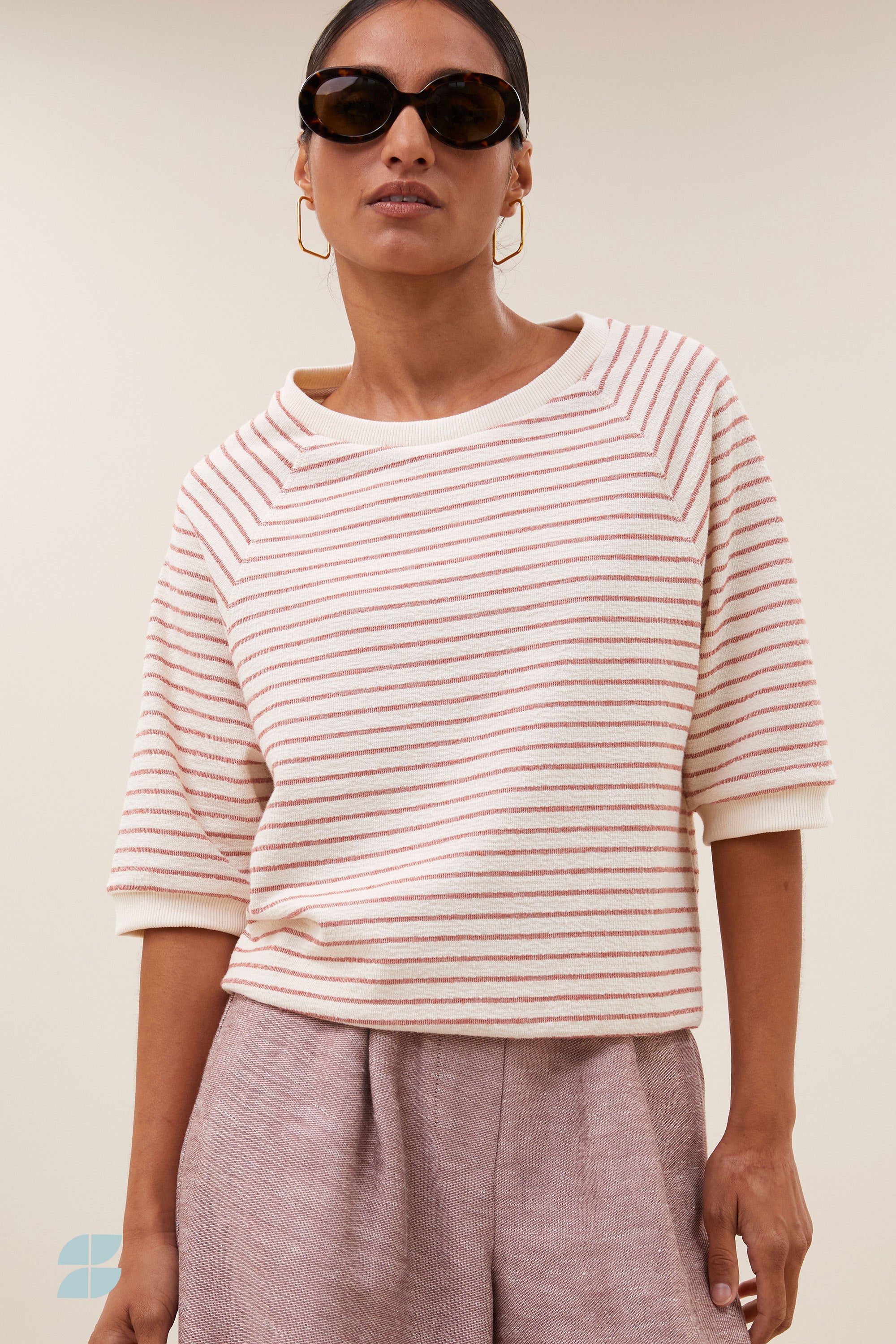 neva heavy jersey stripe top-sunset rose stripe