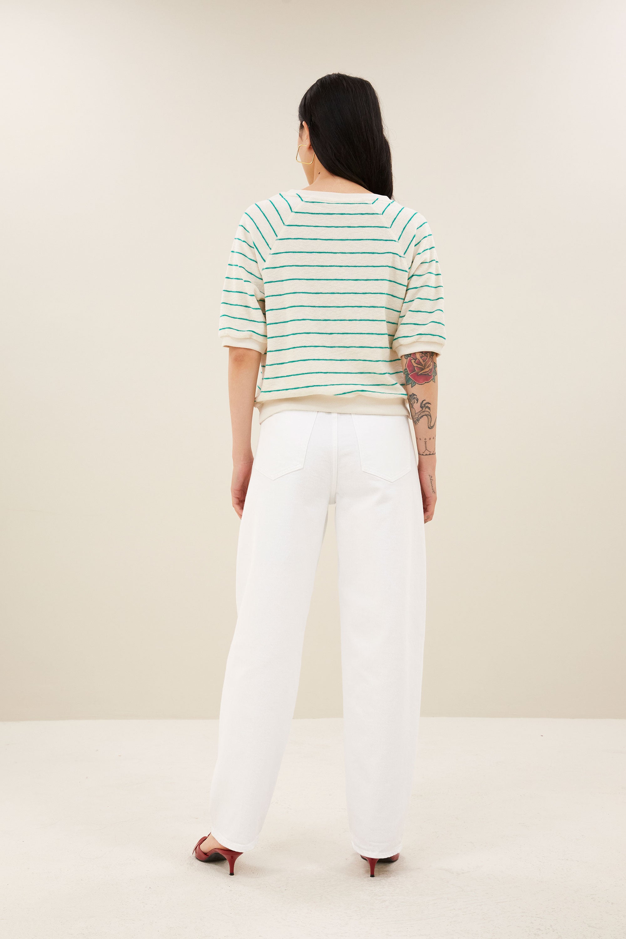 neva slub stripe top | green lake stripe
