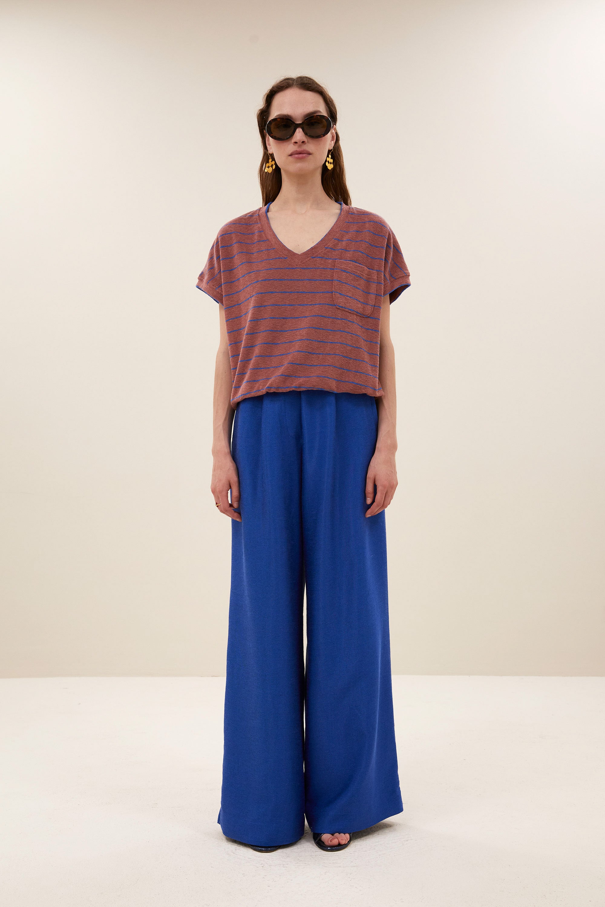 tyler slub stripe top | withered rose stripe