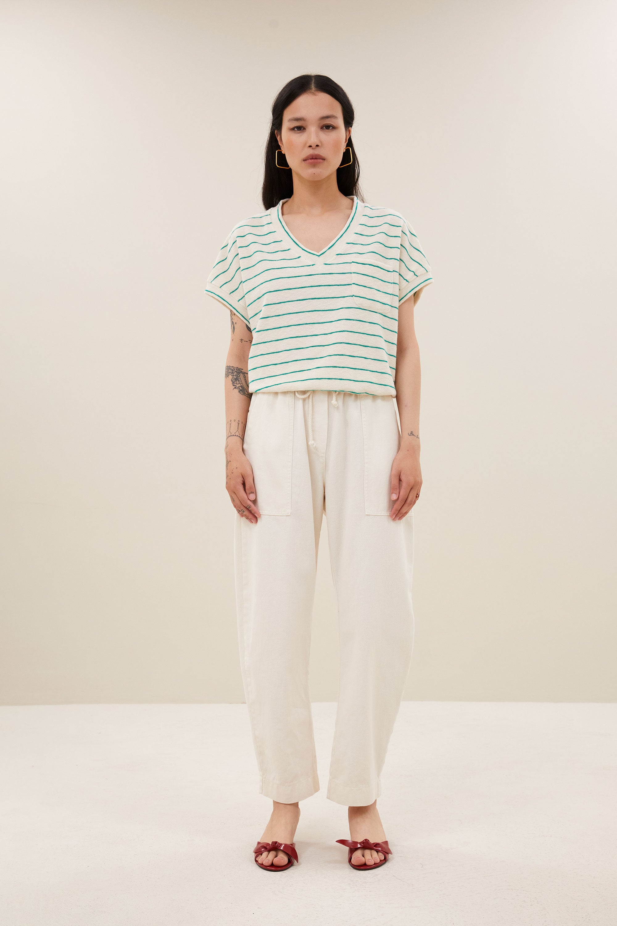 tyler slub stripe top | green lake stripe