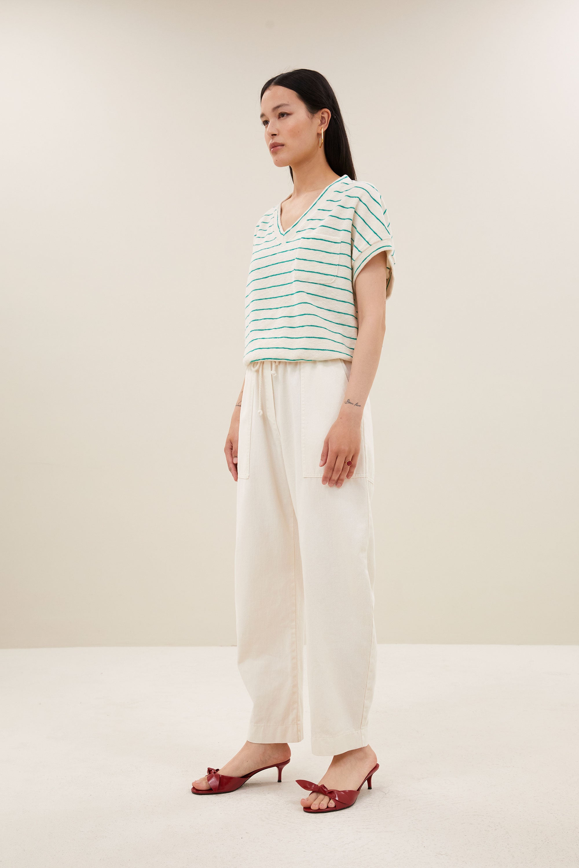 tyler slub stripe top | green lake stripe