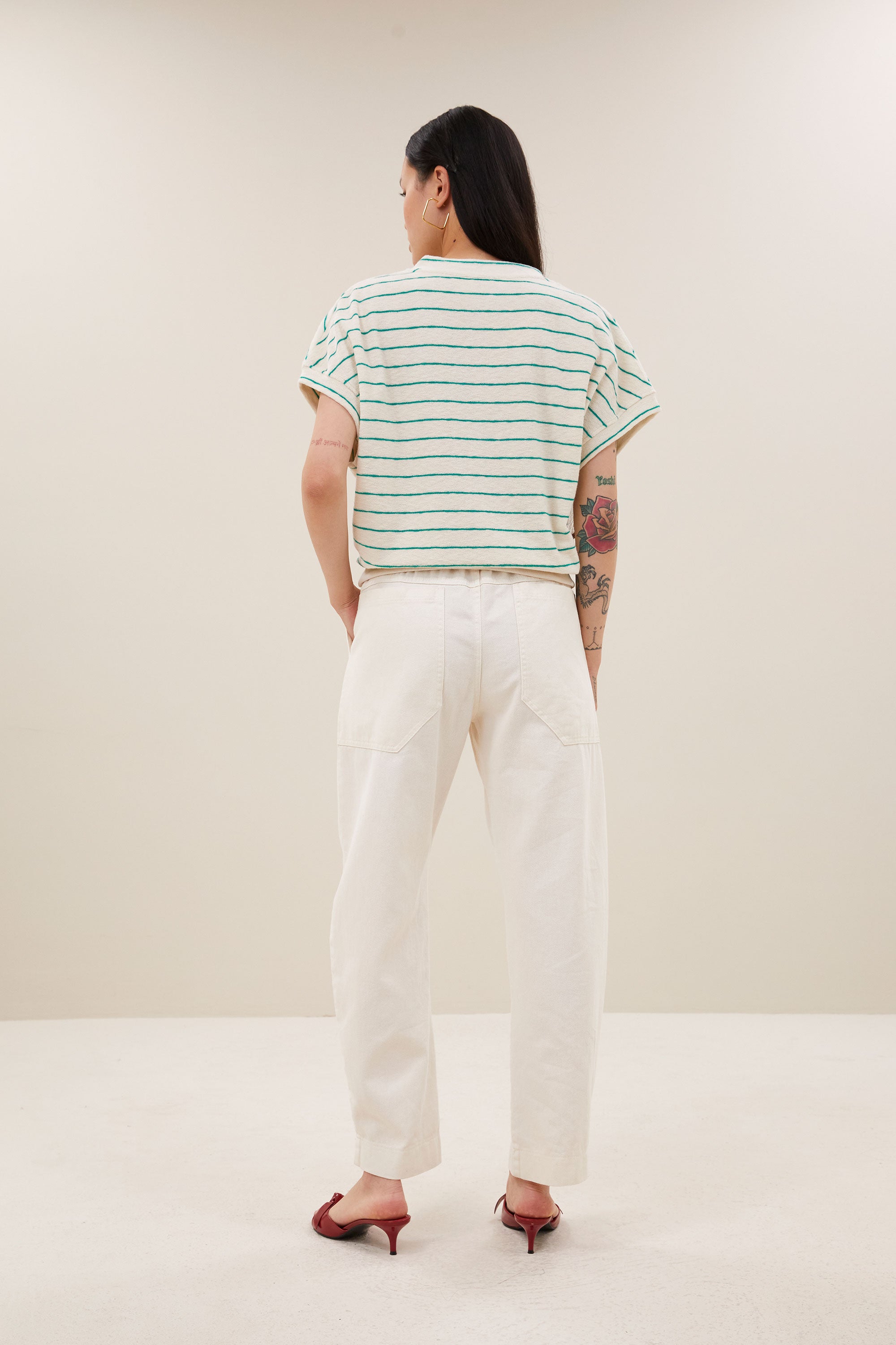 tyler slub stripe top | green lake stripe