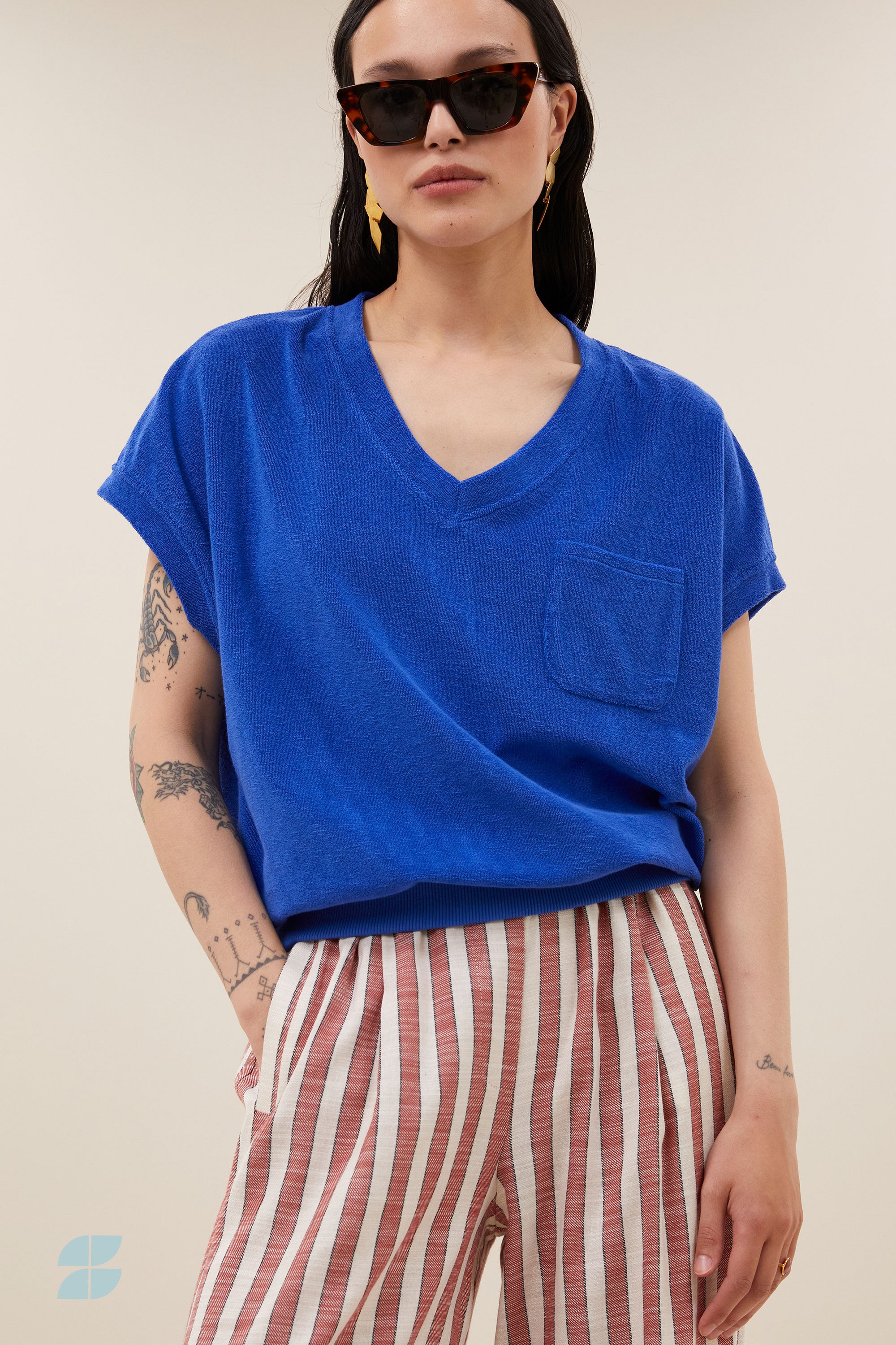 tyler slub top | azul blue