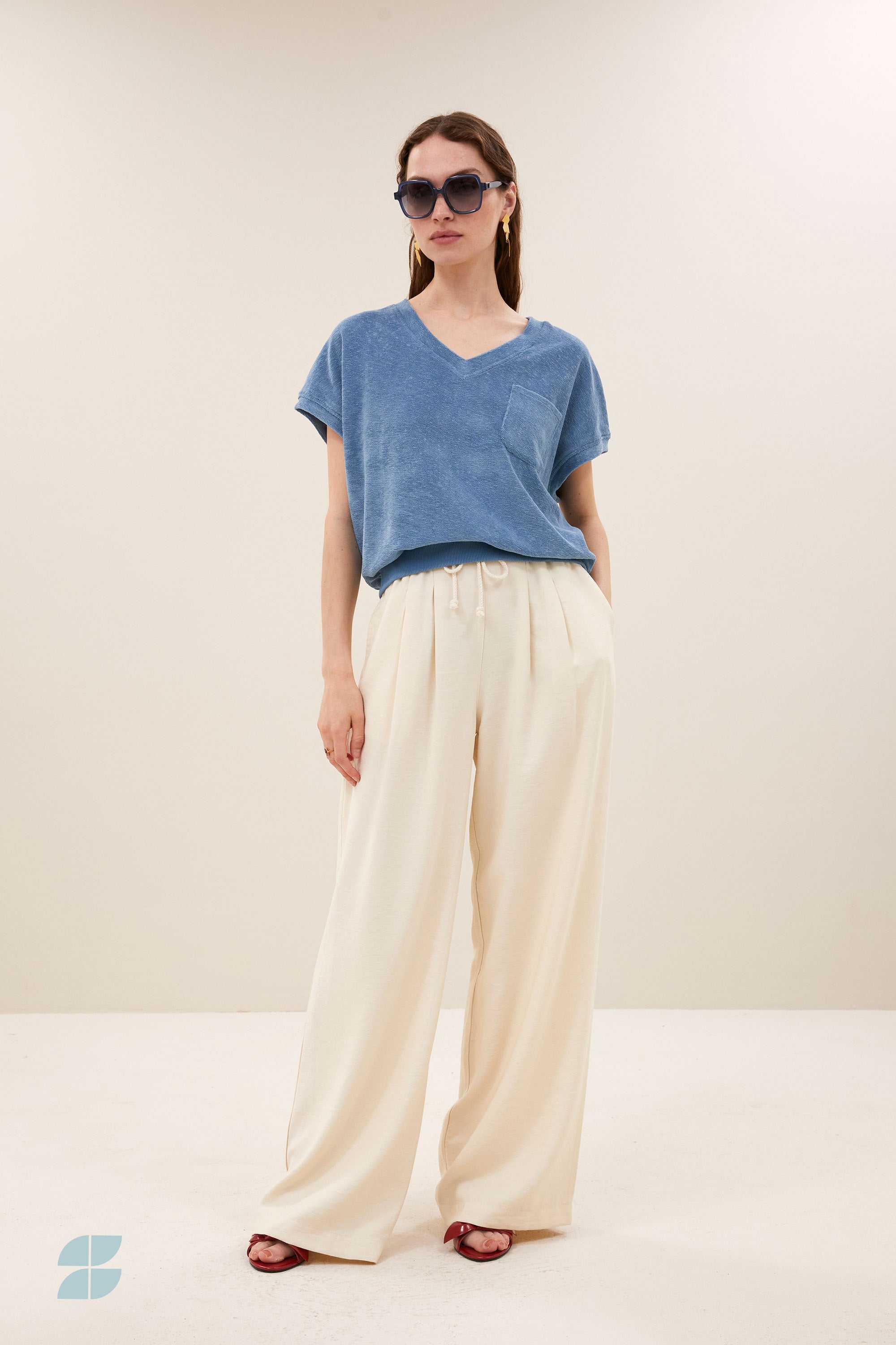 tyler slub top | blue stone