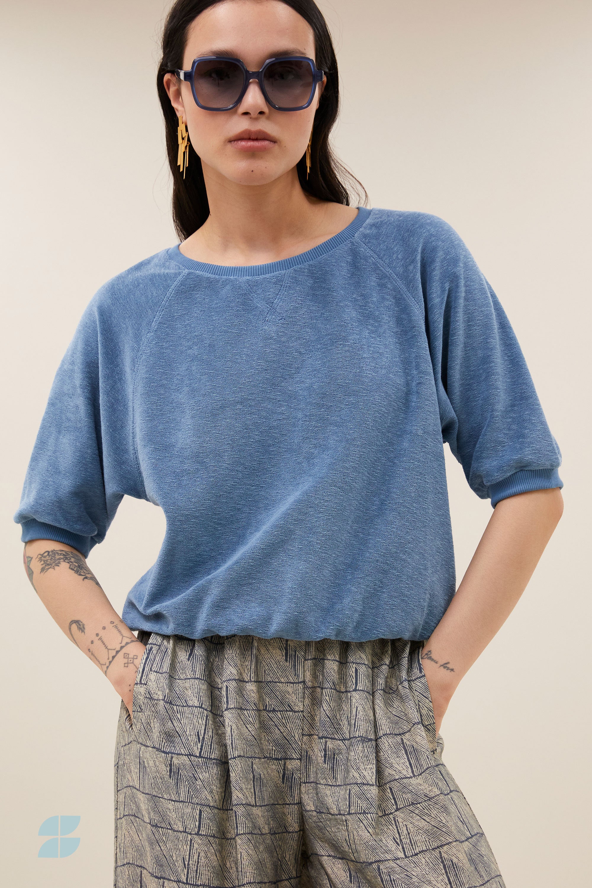 neva slub top | blue stone