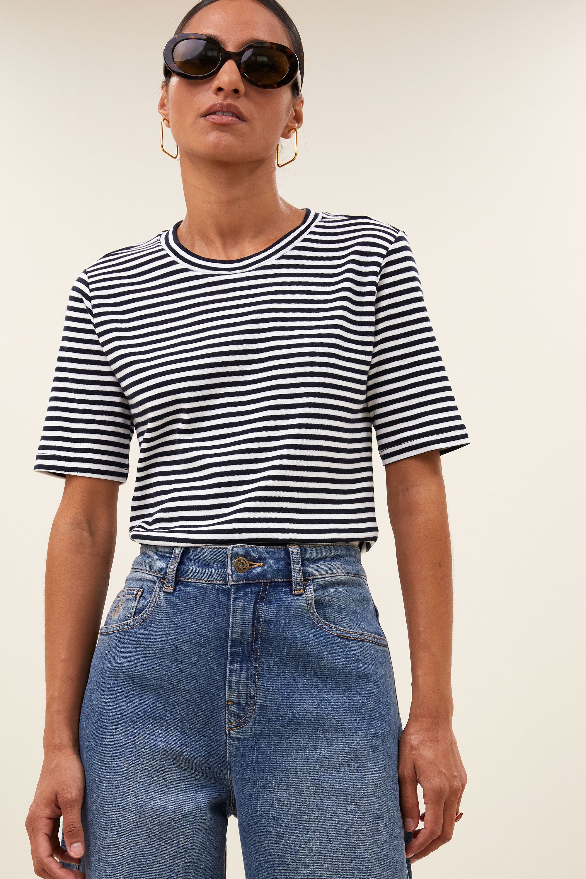 basic ss stripe shirt | midnight stripe