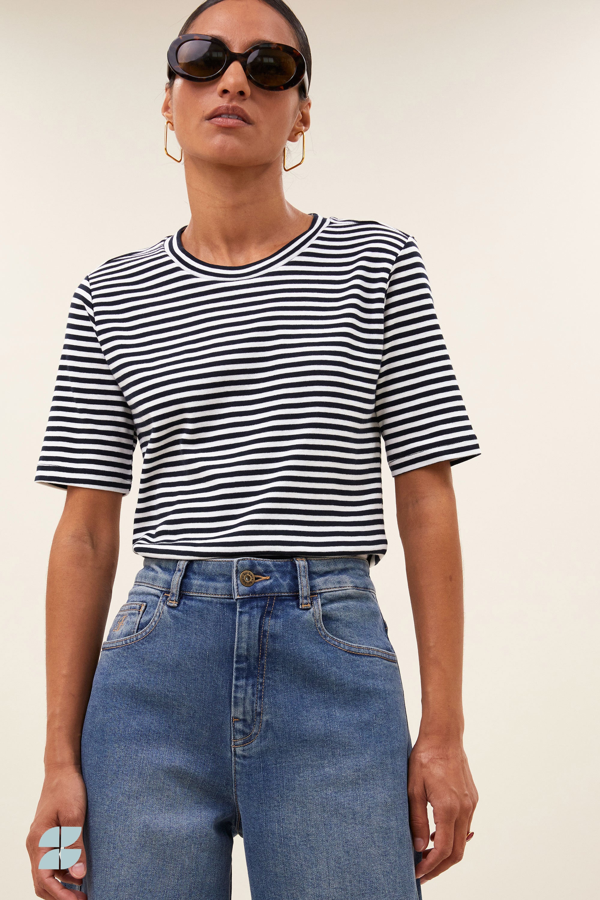 basic ss stripe shirt | midnight stripe