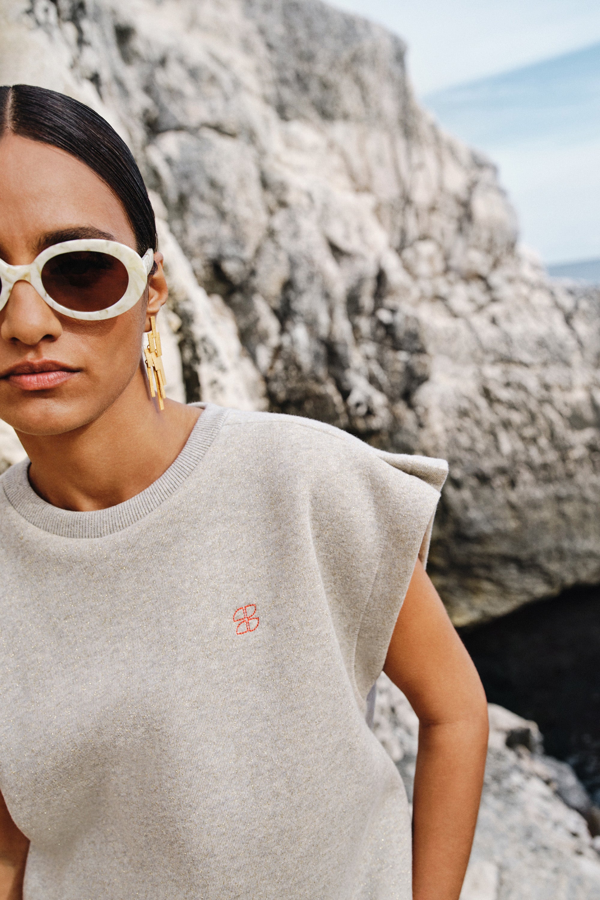 mason sparkle pleats top | gold