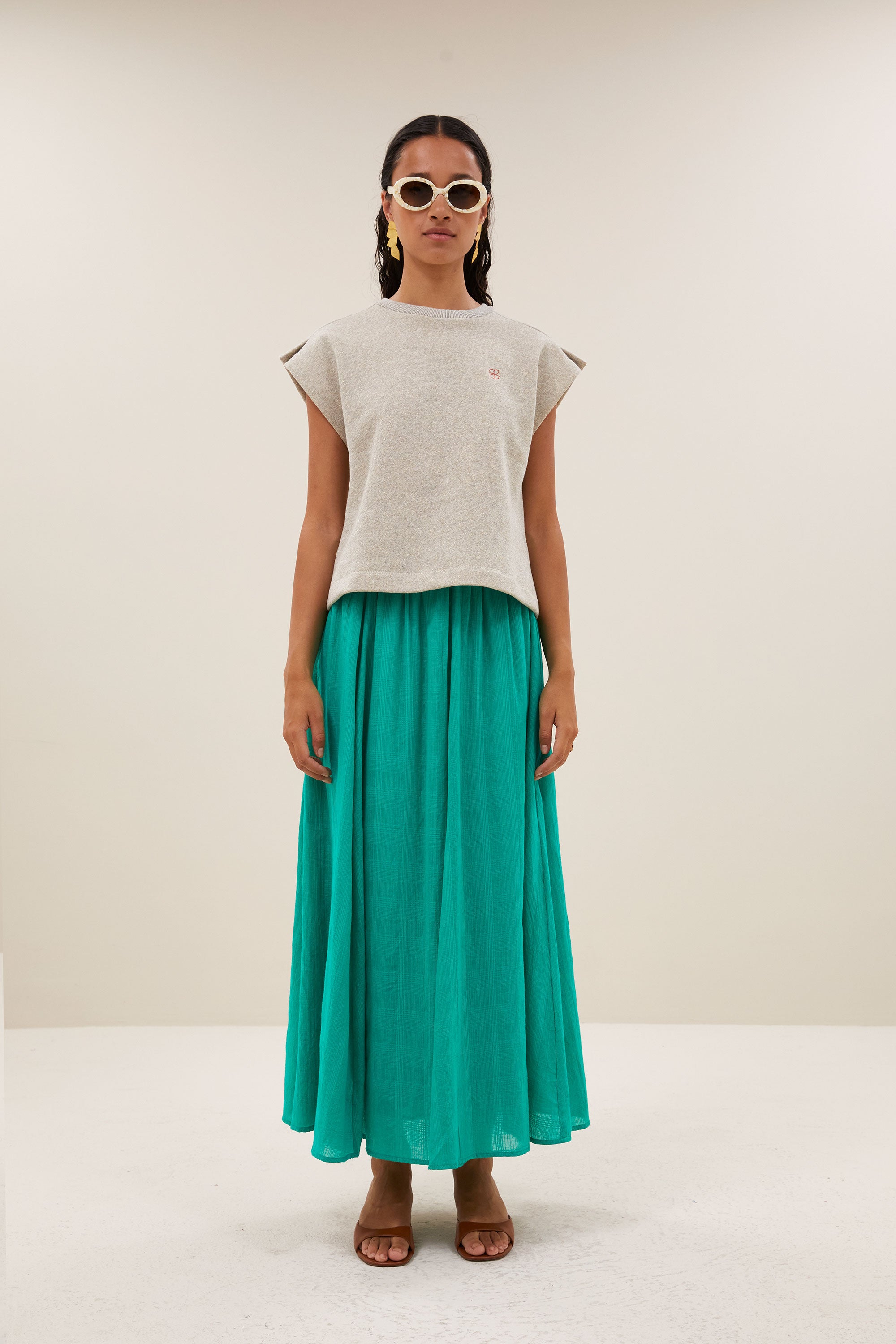 mason sparkle pleats top | gold