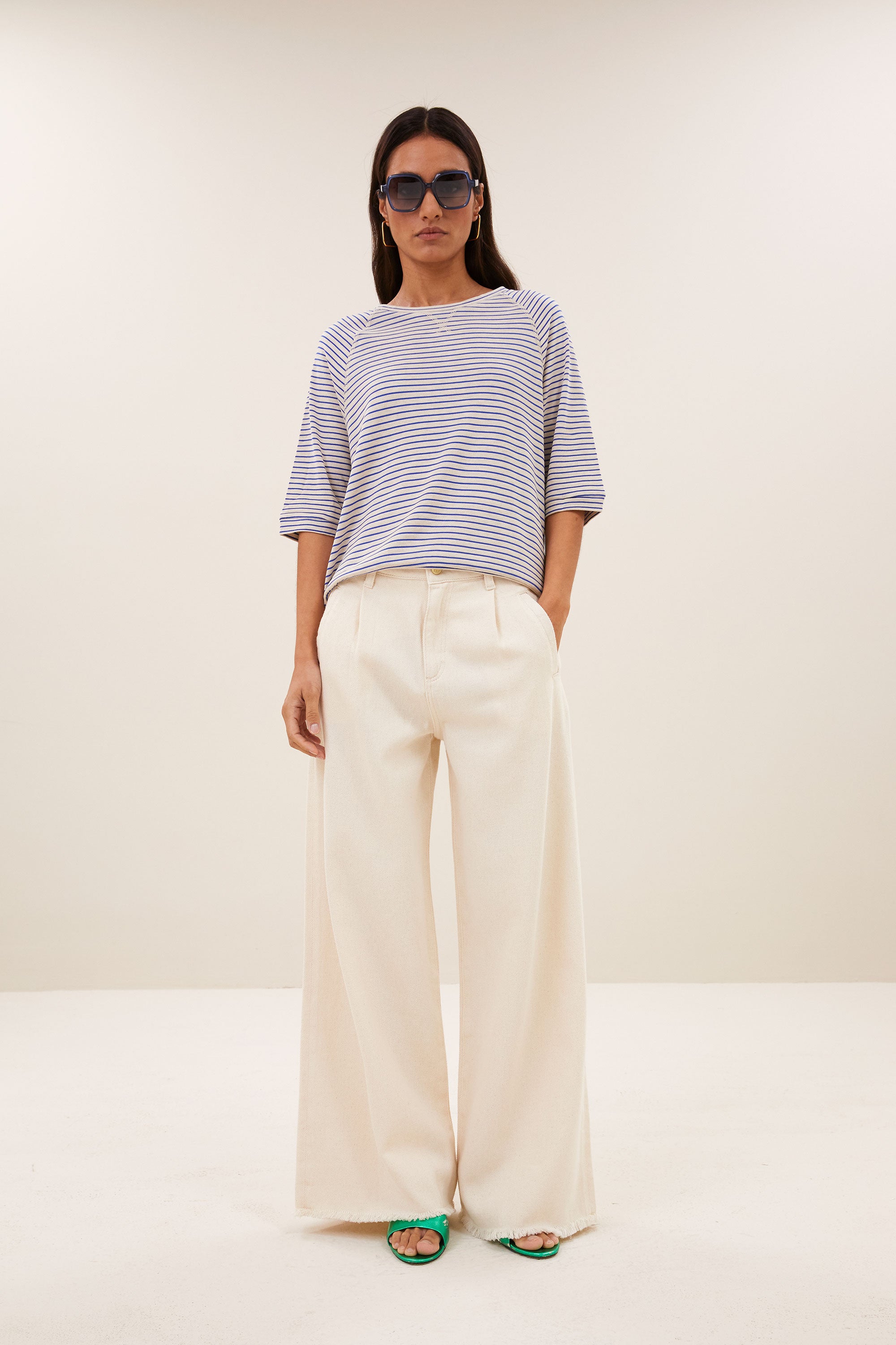 neva small stripe top | kingsblue small stripe