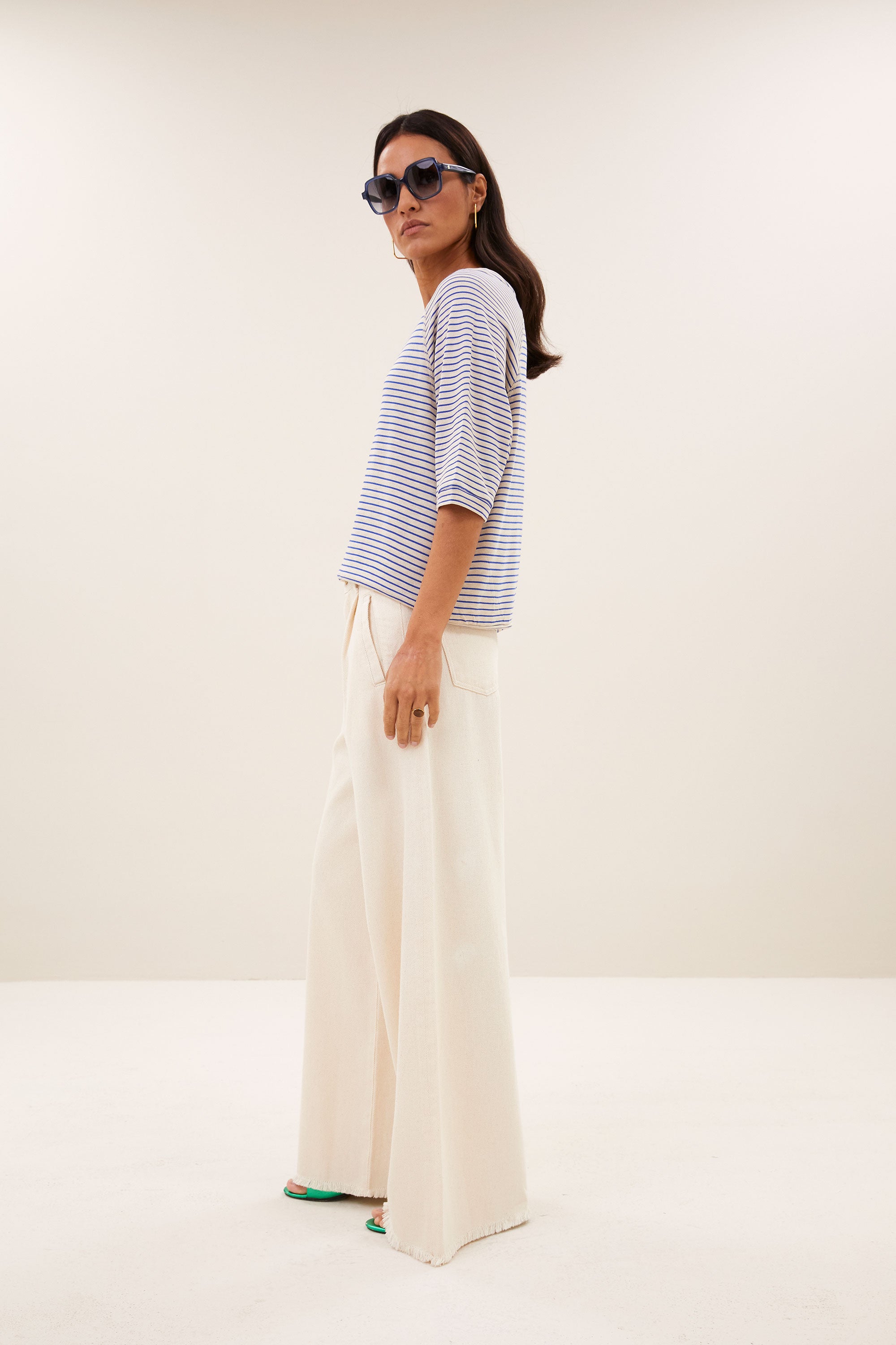 neva small stripe top | kingsblue small stripe