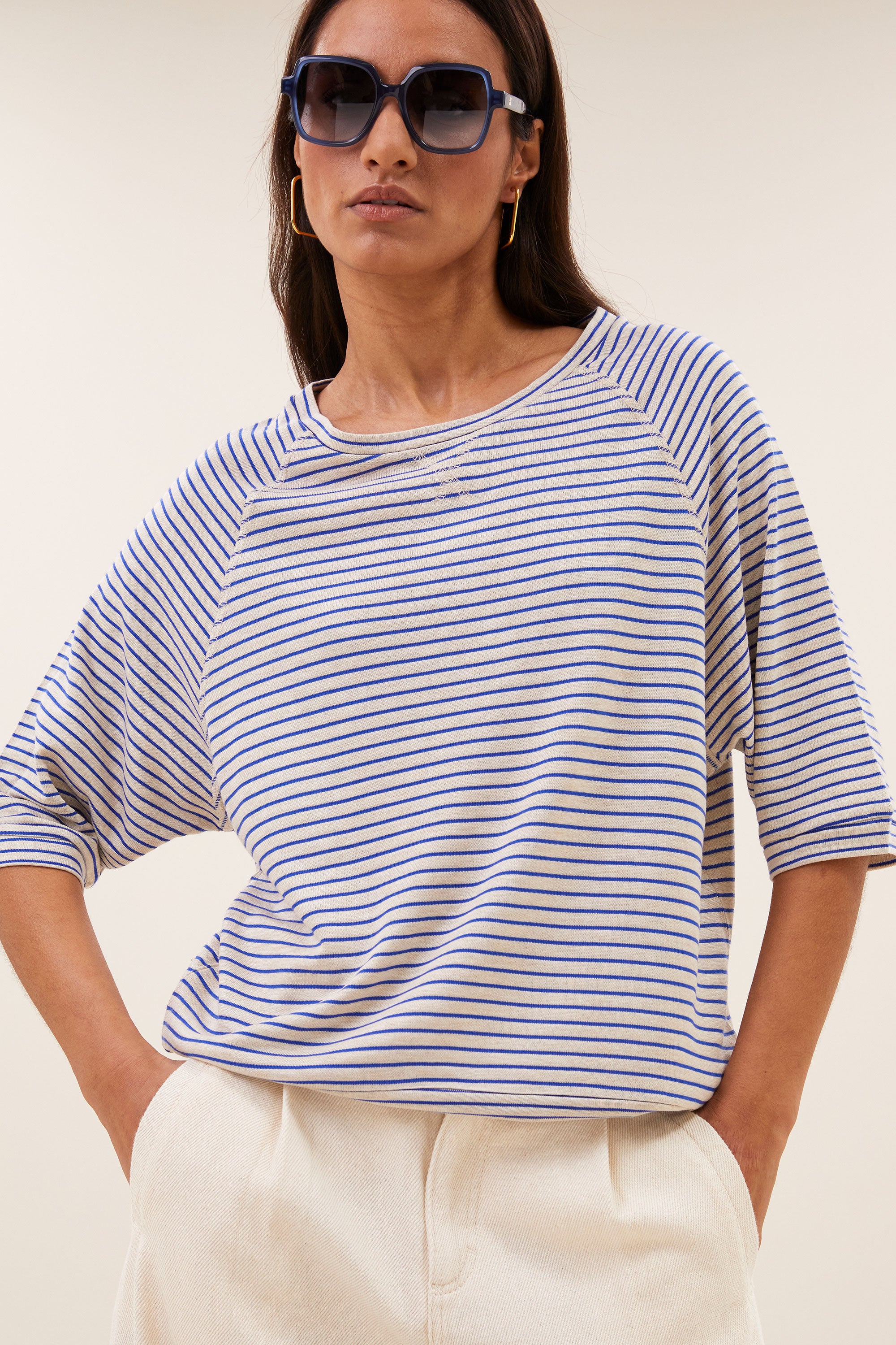 neva small stripe top | kingsblue small stripe