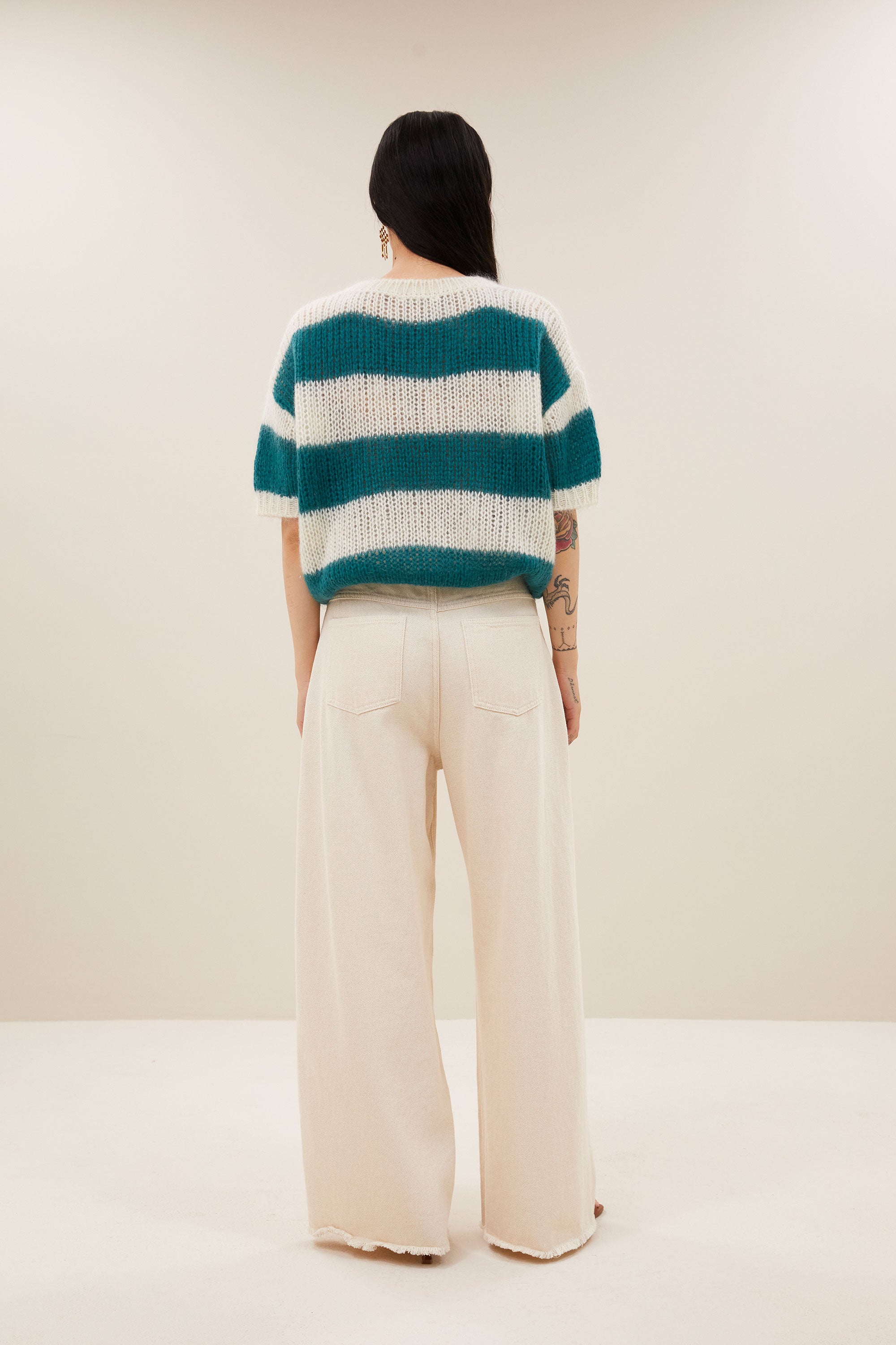 nino astro stripe pullover | teal stripe