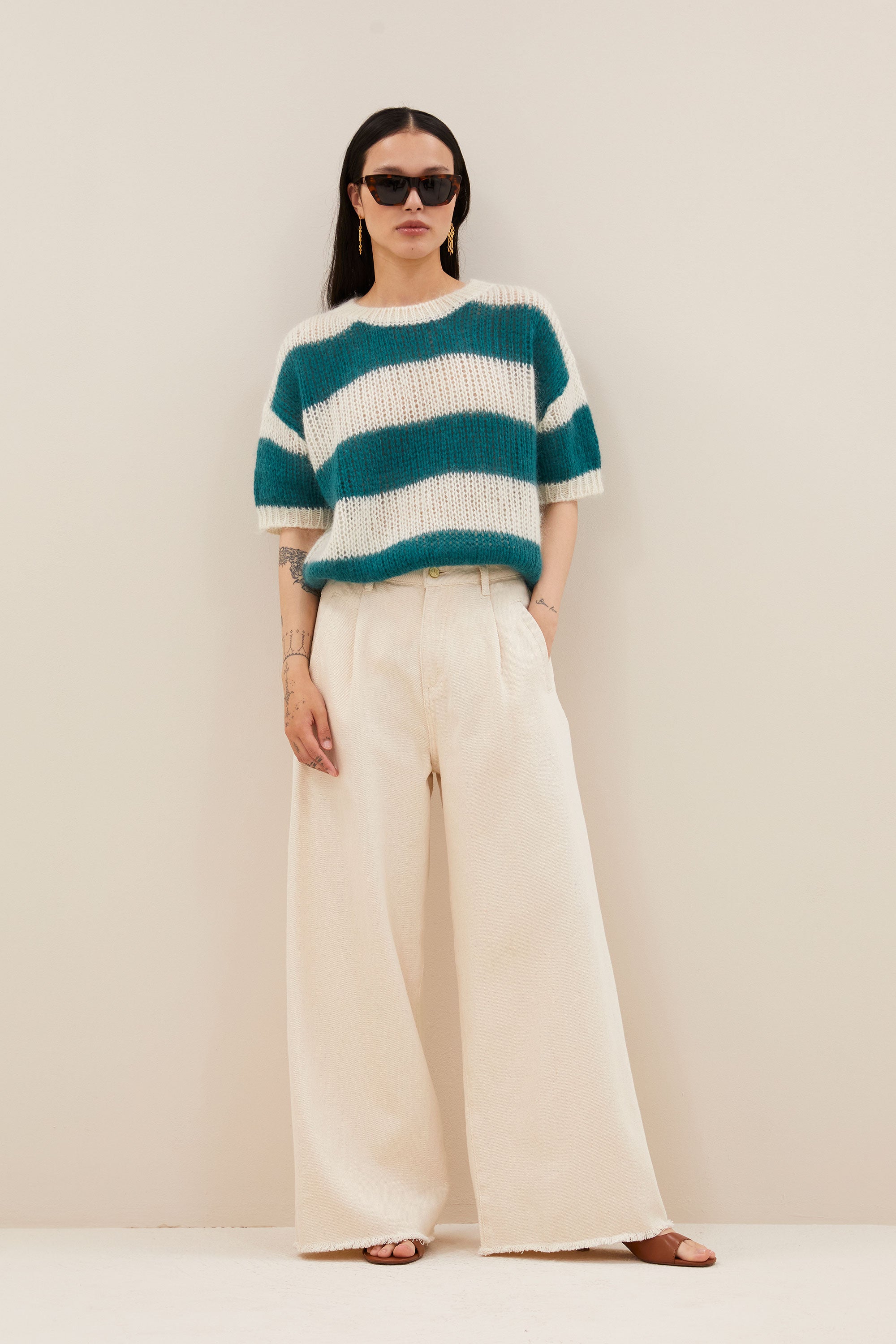 nino astro stripe pullover | teal stripe