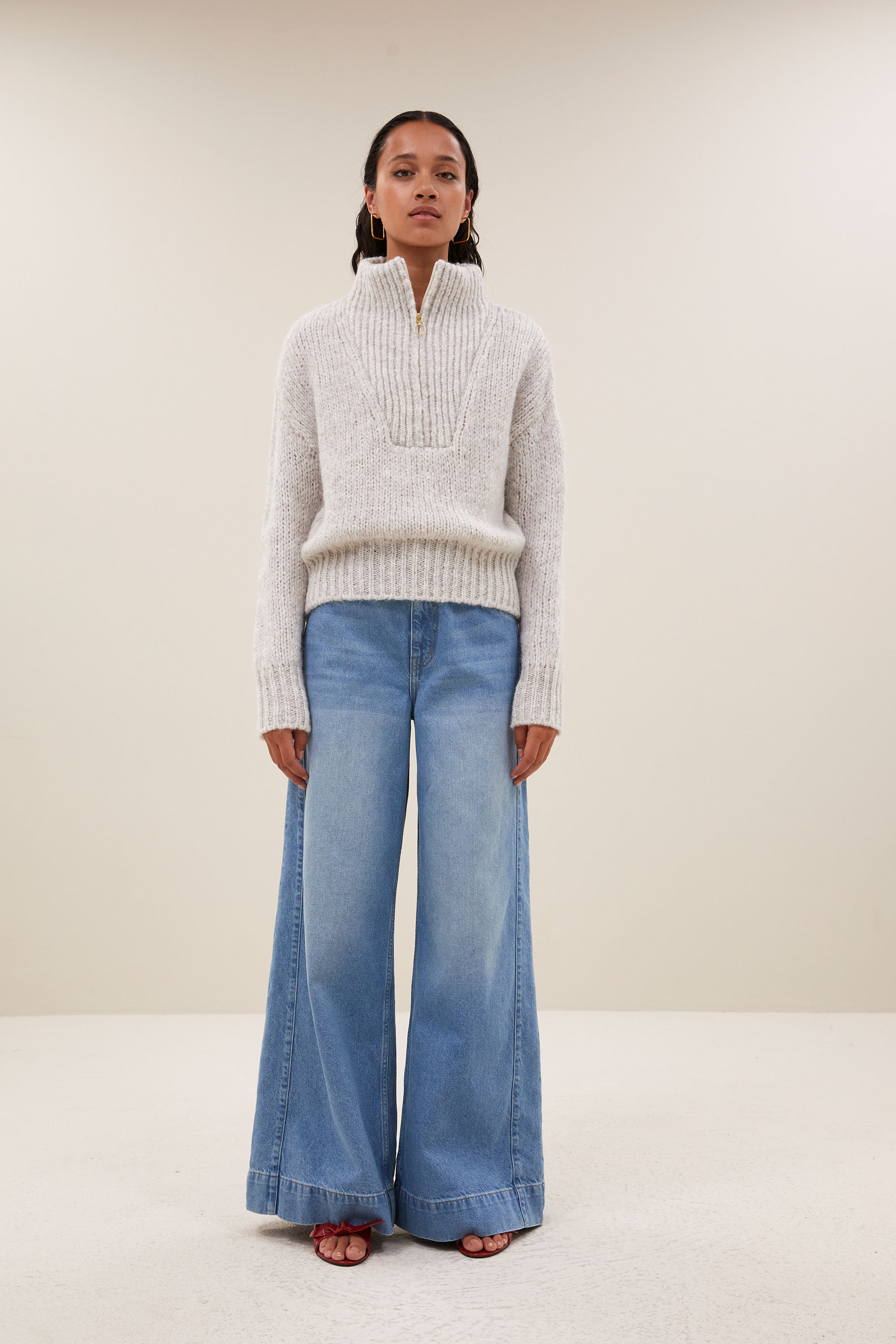 boxy beau pullover | stone grey