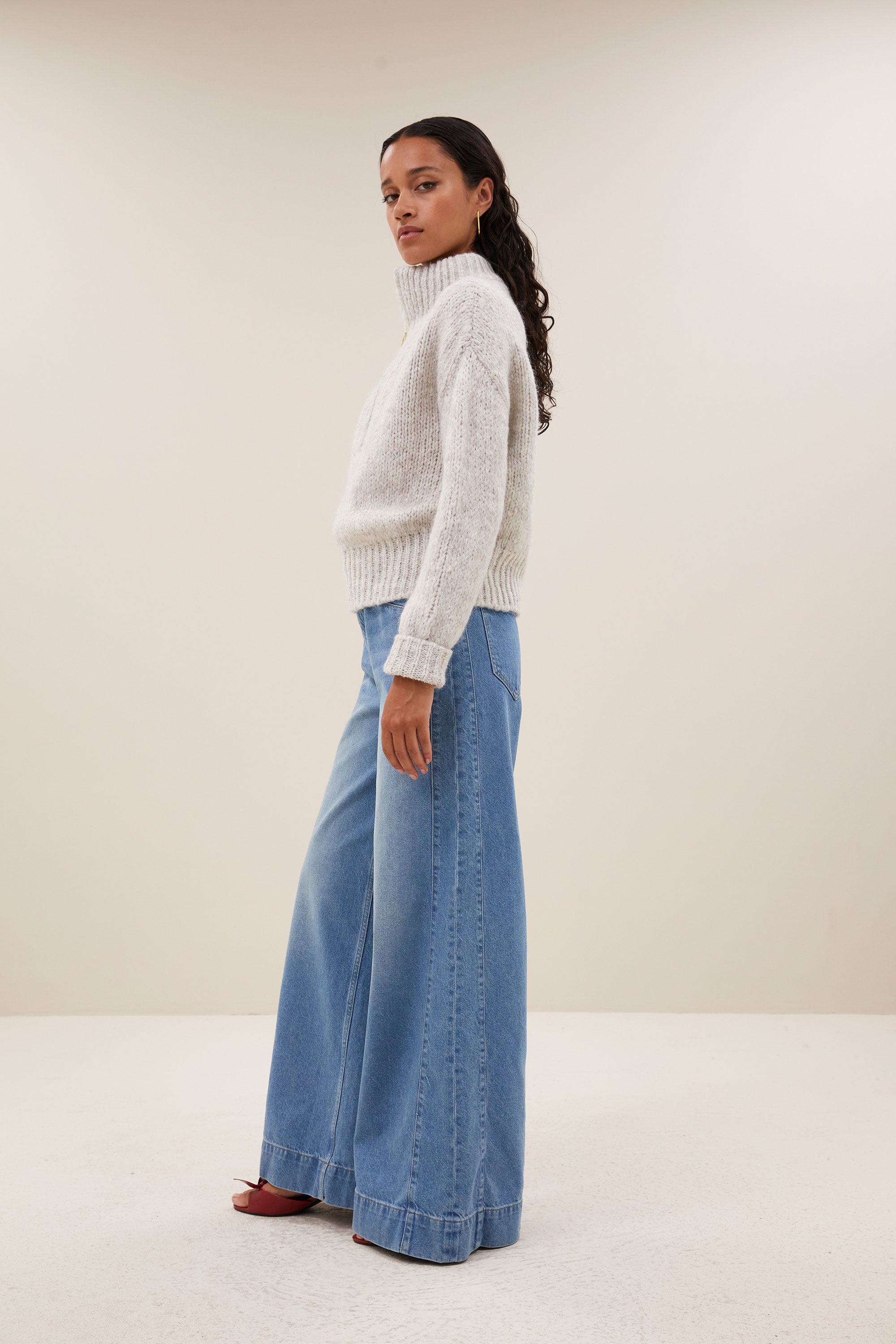 boxy beau pullover | stone grey