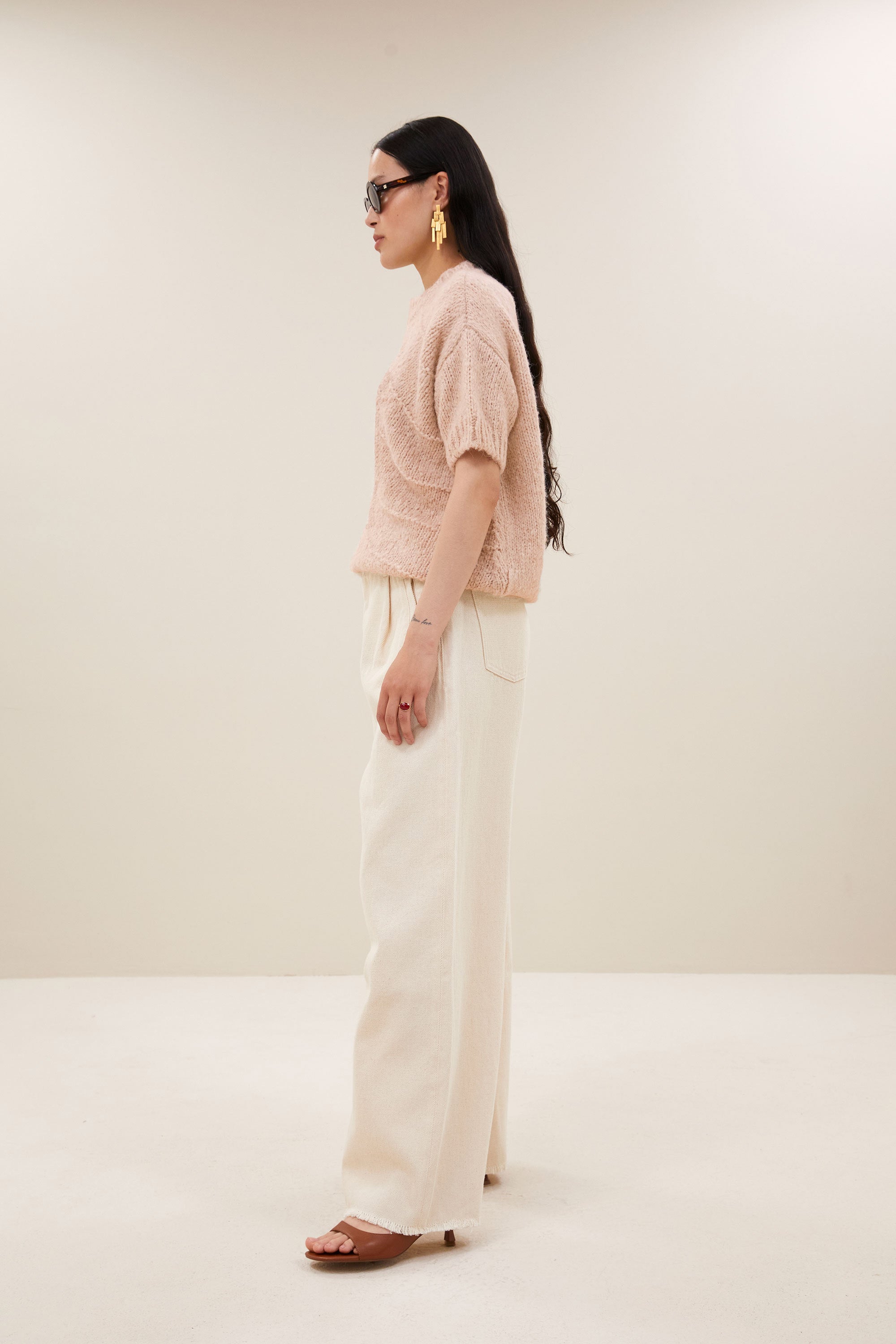 lux grain jeans | raw white