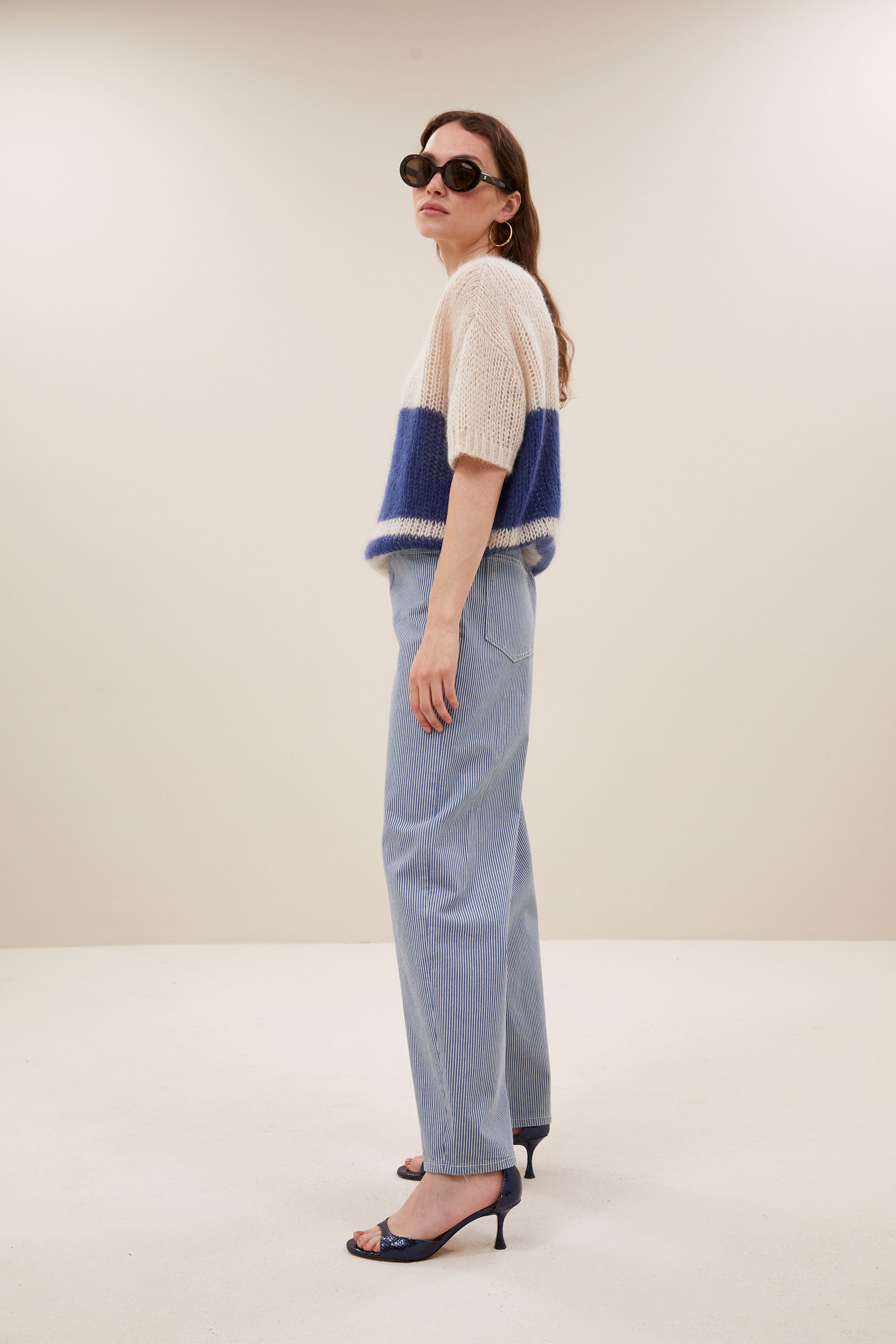 lew stripe pants | blue milky stripe