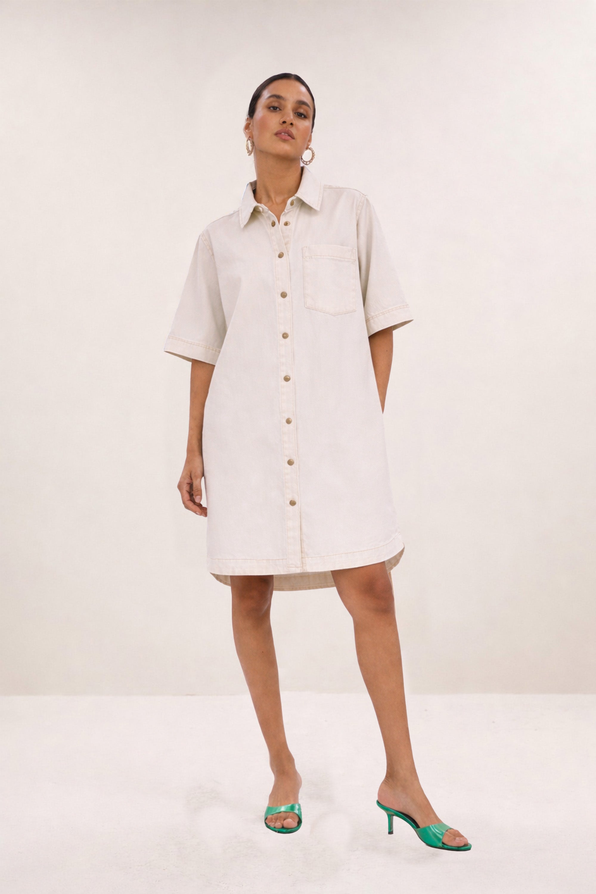 lexia twill dress | cloud white