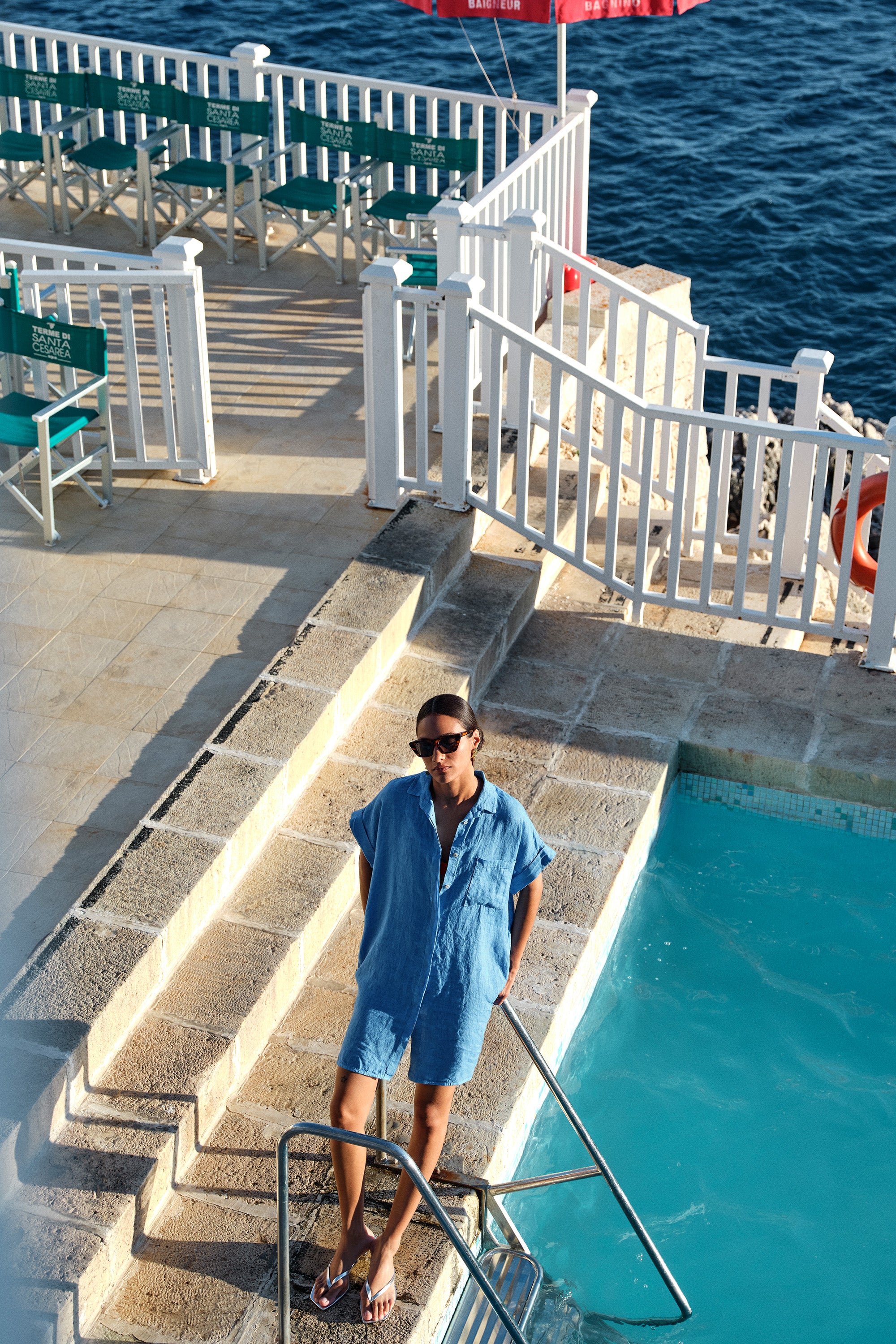 hella linen dress-regatta blue