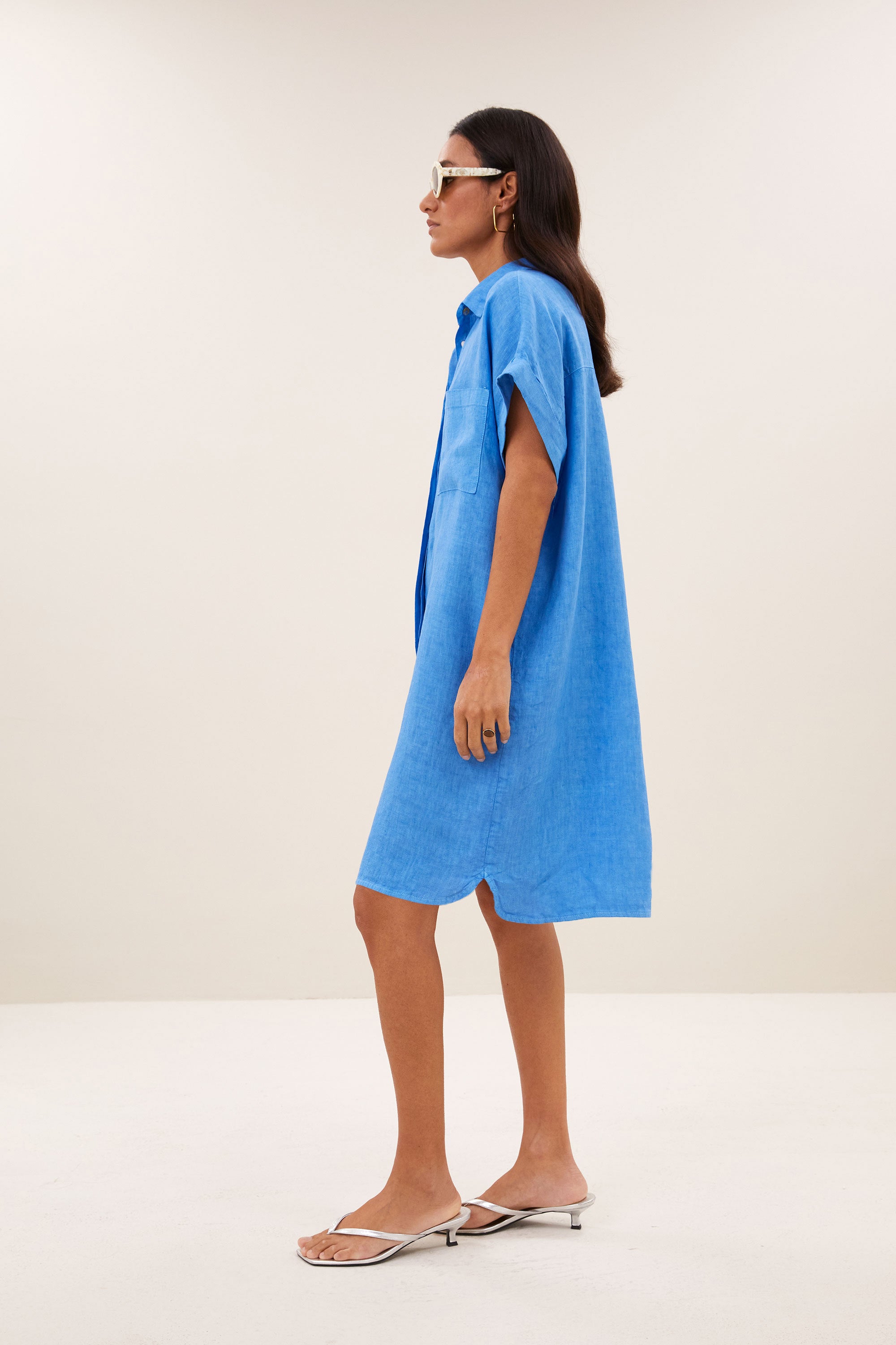 hella linen dress | regatta blue